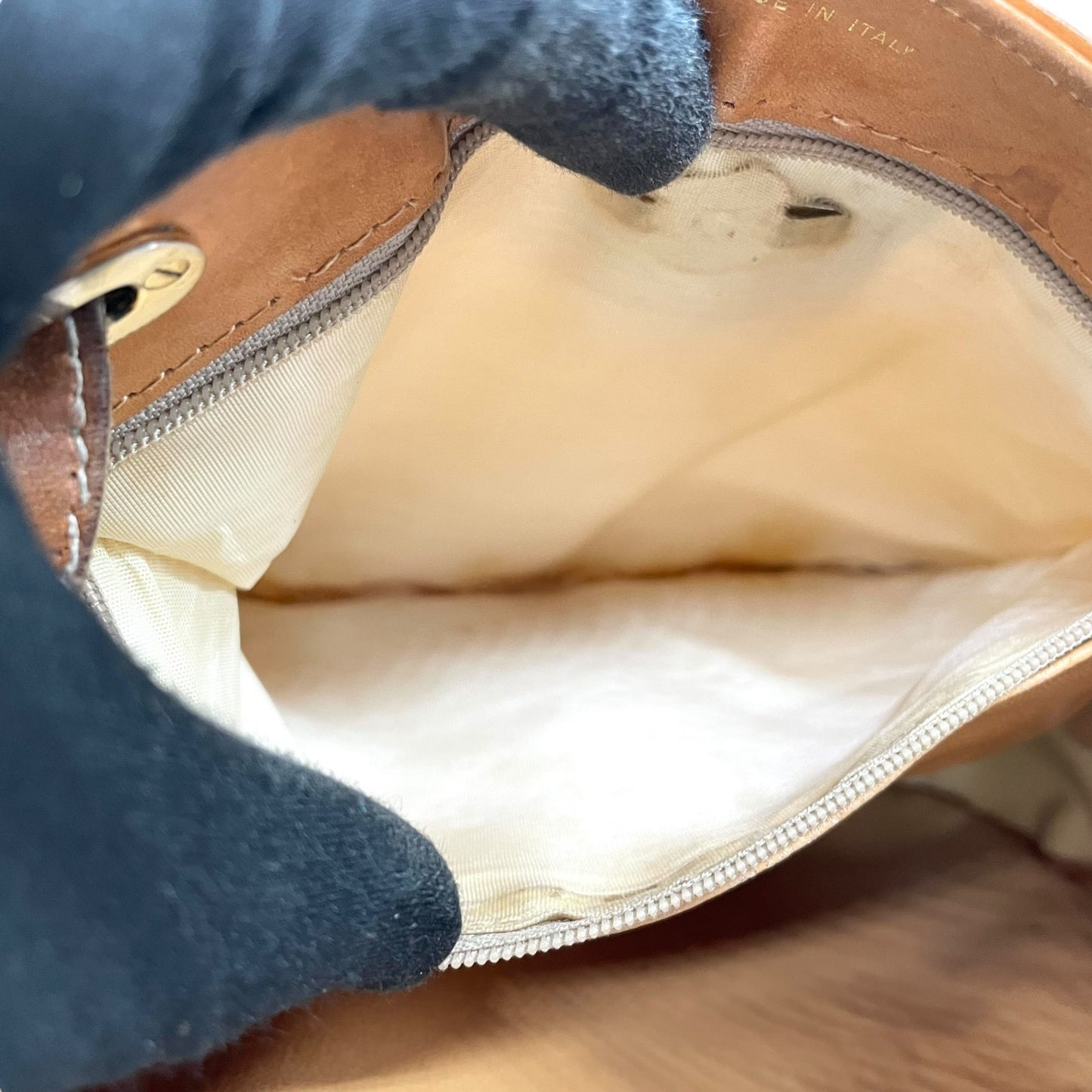 Authentic CELINE Macadam Trionf Shoulder Bag Beige Brown PVC Leather Gold Hardware Women's Flap