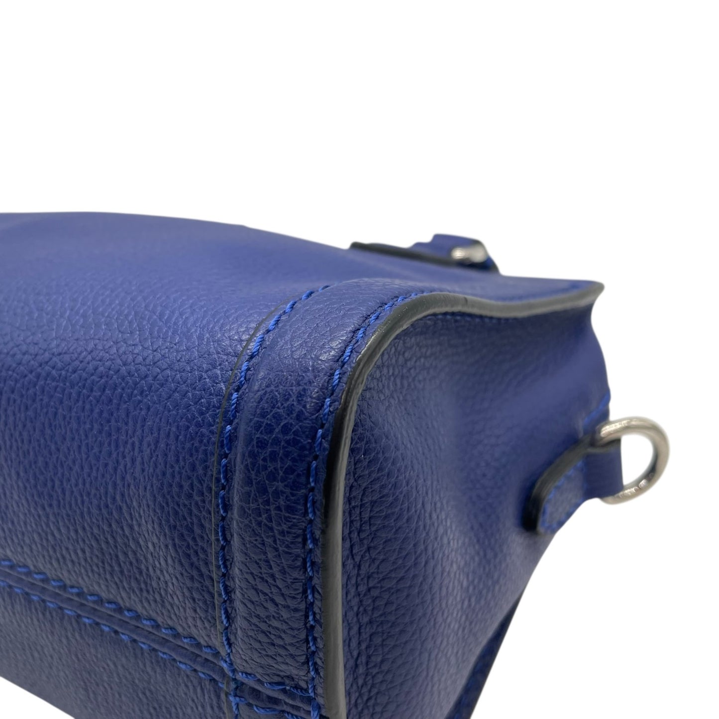 Authentic ALEXANDER McQUEEN 2WAY Handbag Shoulder Bag Skull Padlock Blue Leather Women's Crossbody