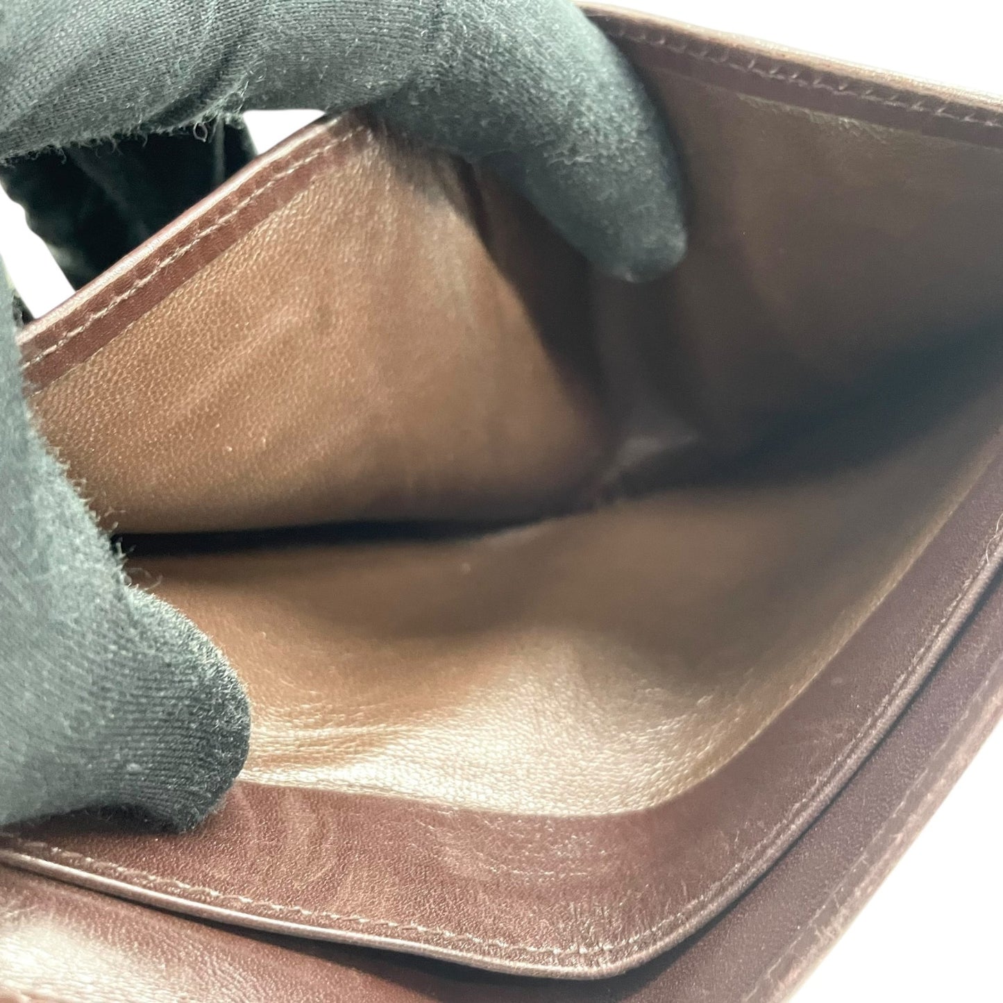 美品 GUCCI グッチ レザー 二つ折り財布 ボルドー ブラウン ゴールド金具 インターロッキング 035-904 ヴィンテージ レディース オールドグッチ M4