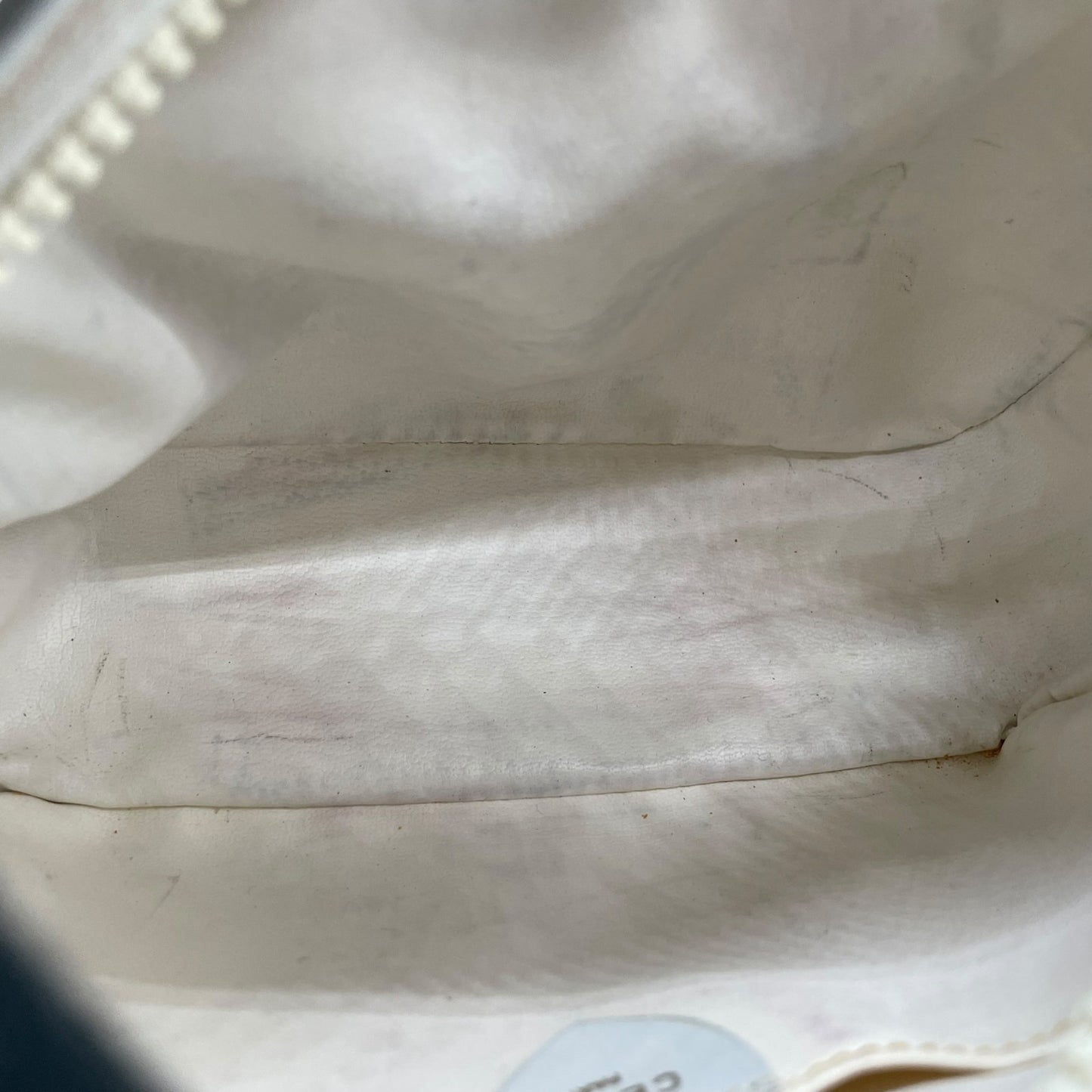 Authentic CELINE White Leather Shoulder Bag Trionf Camera Bag Gold Hardware Vintage Women's