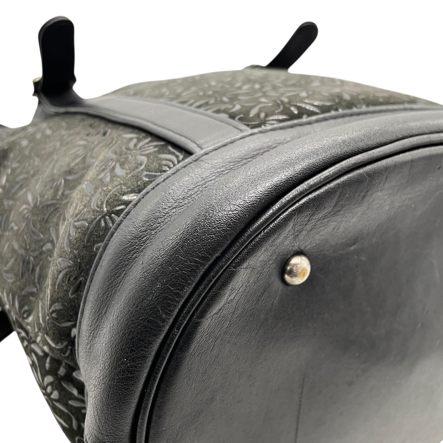 印傳屋 インデンヤ Inden トートバッグ 黒 ブラック レザー 鹿革 漆 ブラック金具 肩掛け可 レディース E11