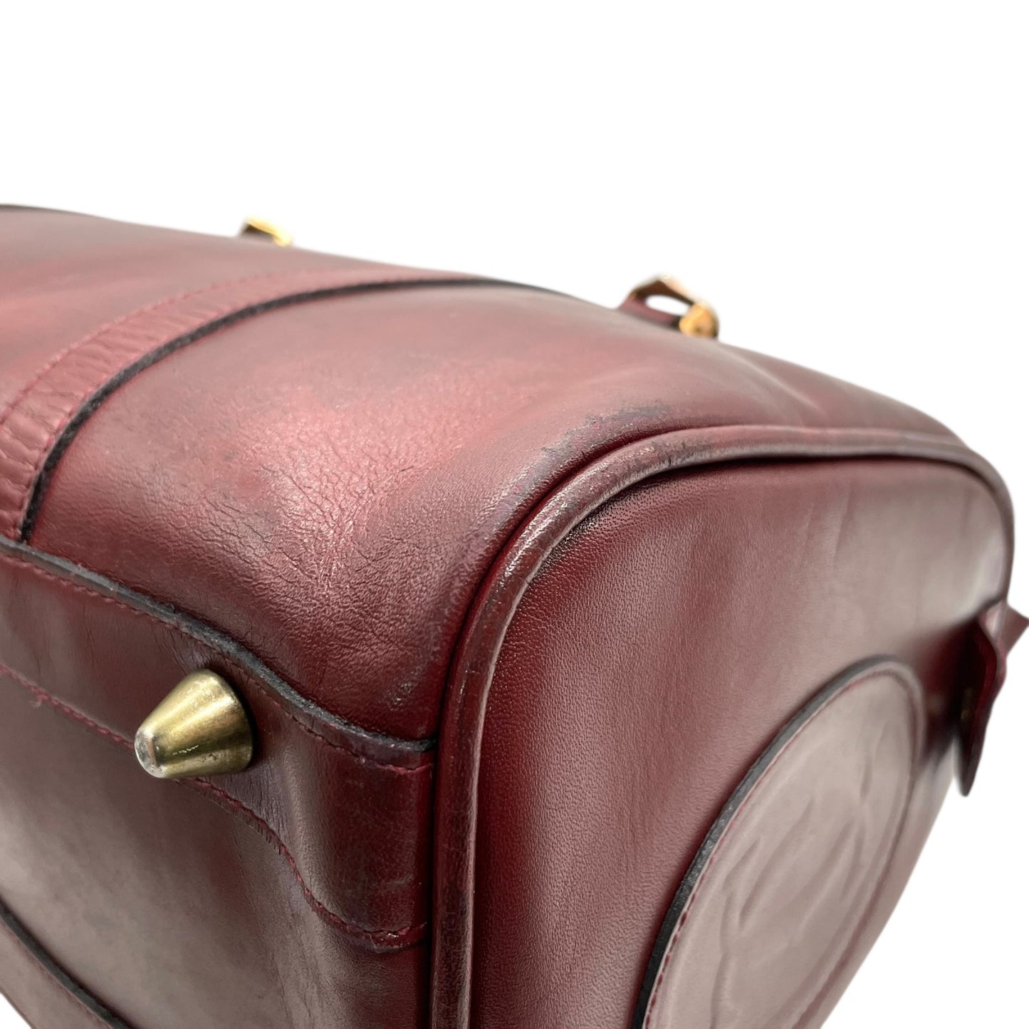 Cartier カルティエ マストライン ボストンバッグ レザー 赤 ボルドー ワインレッド ゴールド金具 パドロック クロシェット 2Cモチーフ メンズ レディース ヴィンテージ U1