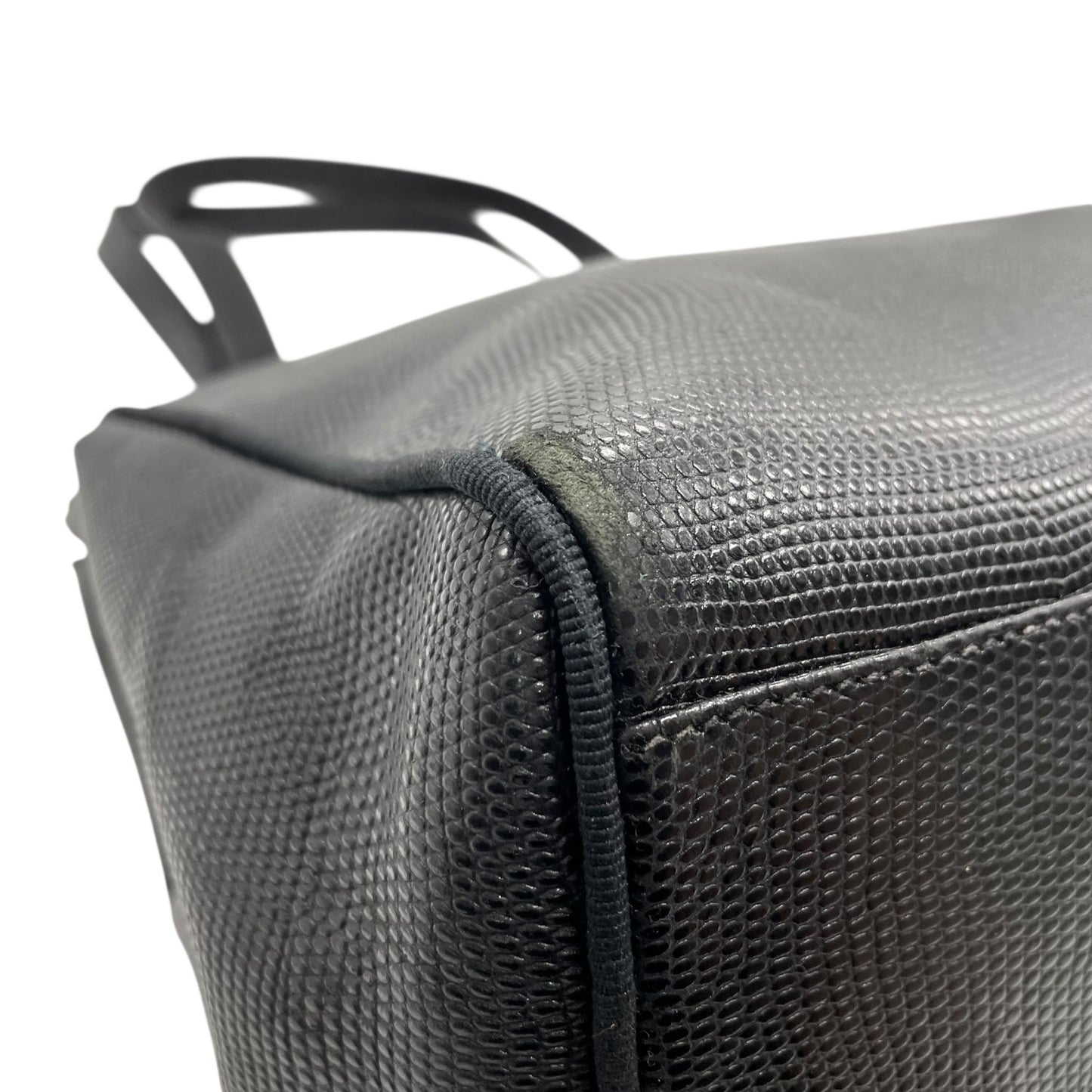 Salvatore Ferragamo フェラガモ ヴァラリボン トートバッグ ワンショルダー レザー トカゲ型押し 黒 ブラック ゴールド金具 肩掛け可 サルヴァトーレフェラガモ レディース D