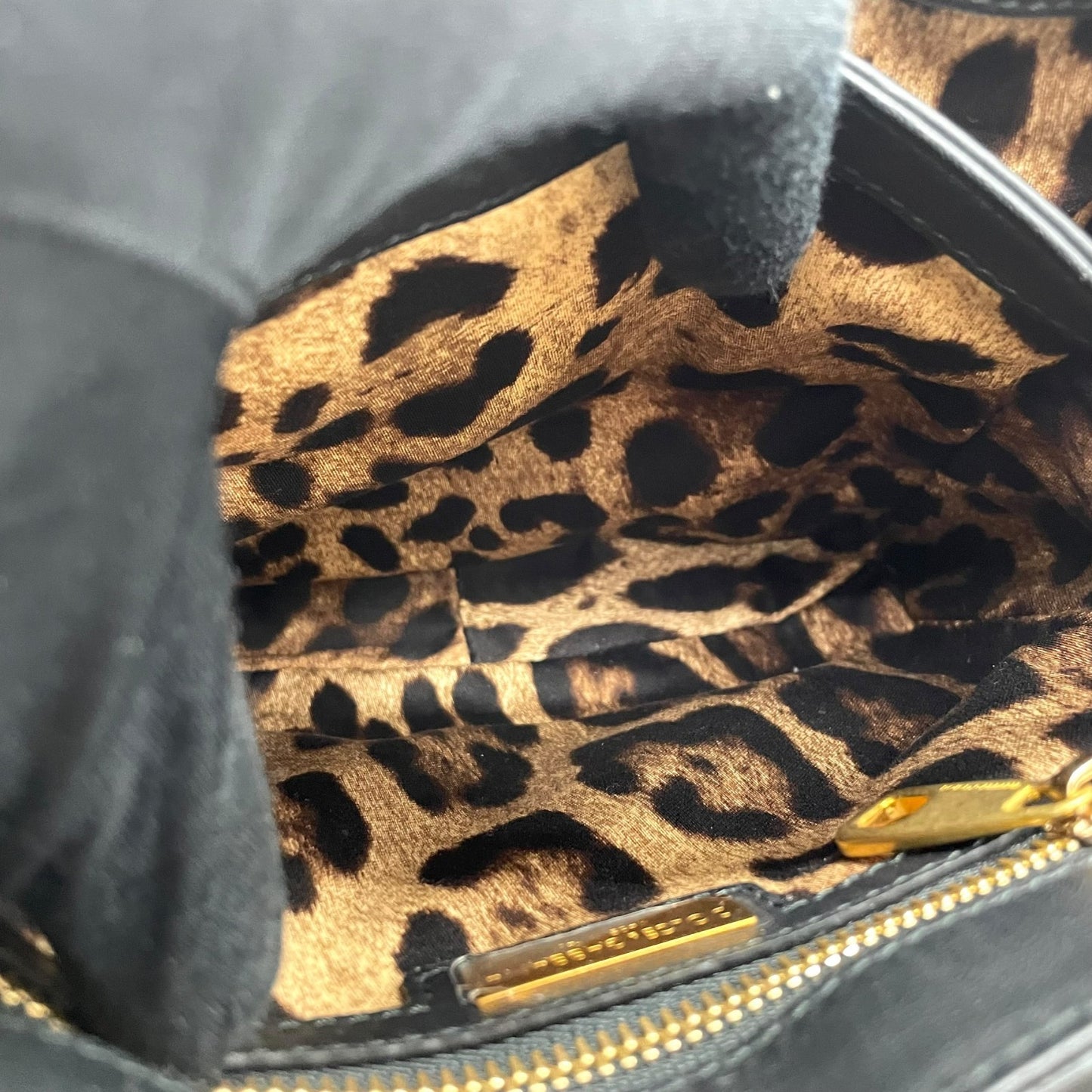 極美品 DOLCE&GABBANA ドルチェ＆ガッバーナ ドルガバ Miss Dolce 2WAY ハンドバッグ ショルダーバッグ レース レザー ベージュ ブラック 黒 レディース D&G ゴールド金具 パドロック 斜め掛け可 内側レオパード C