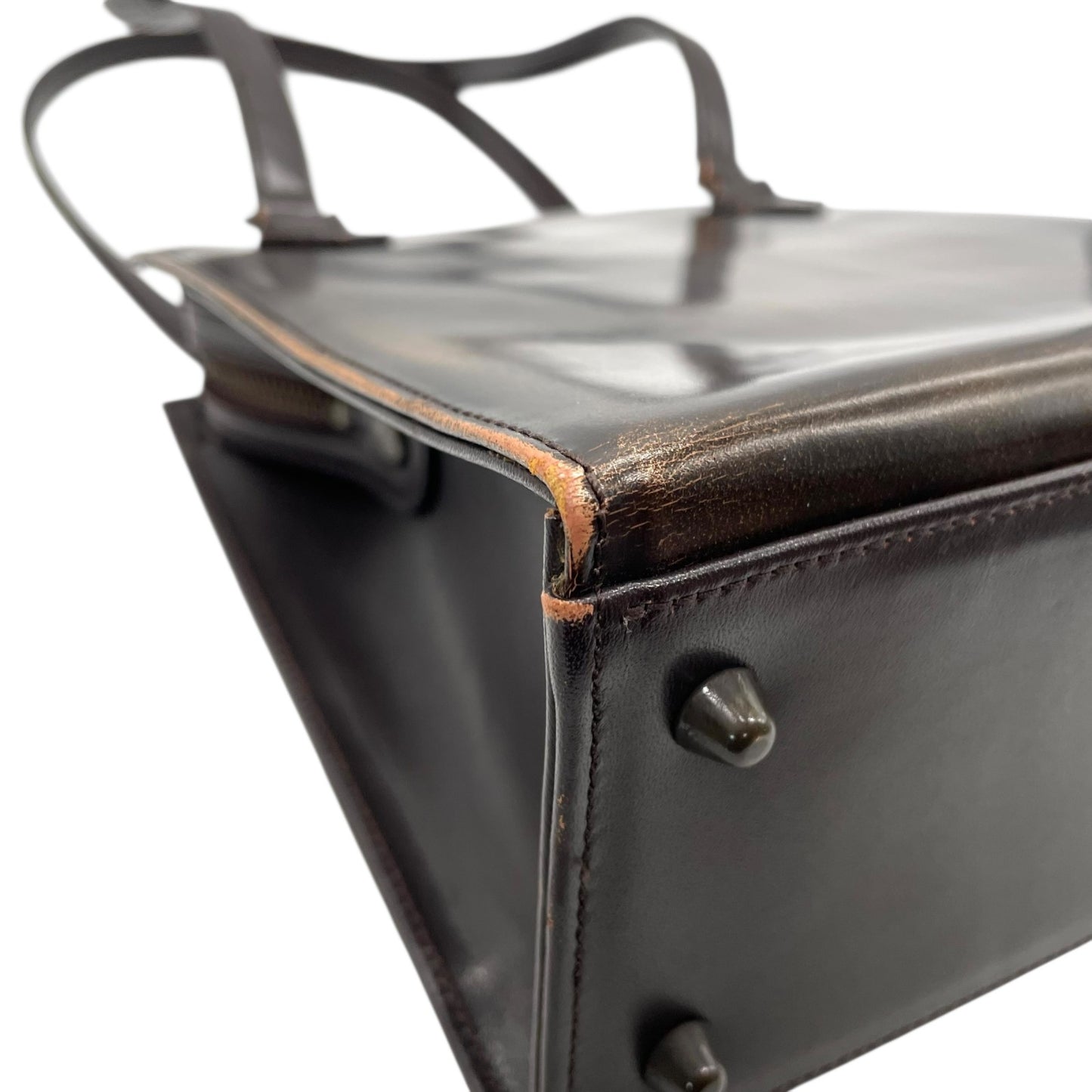 入手困難 Jean Paul GAULTIER ジャンポールゴルチエ ハンドバッグ レザー 本革 ブラウン 茶 ゴールド金具 ワンショルダー 肩掛け可 スクエア型 メンズ レディース K5