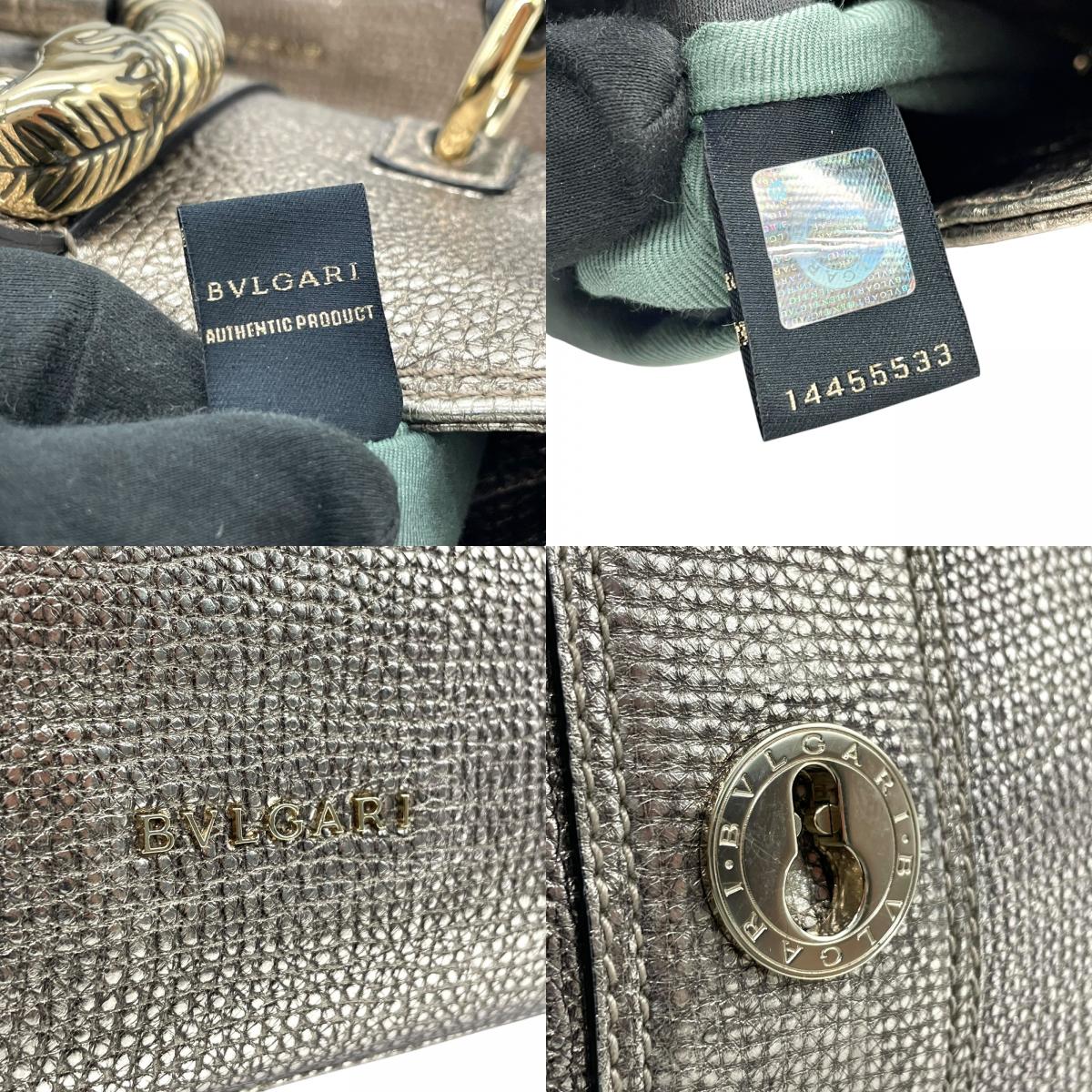 美品 BVLGARI ブルガリ レオーニ 2way ハンドバッグ ショルダーバッグ シルバー 本革 レザー レディース 希少モデル ブランドバッグ 鞄 A