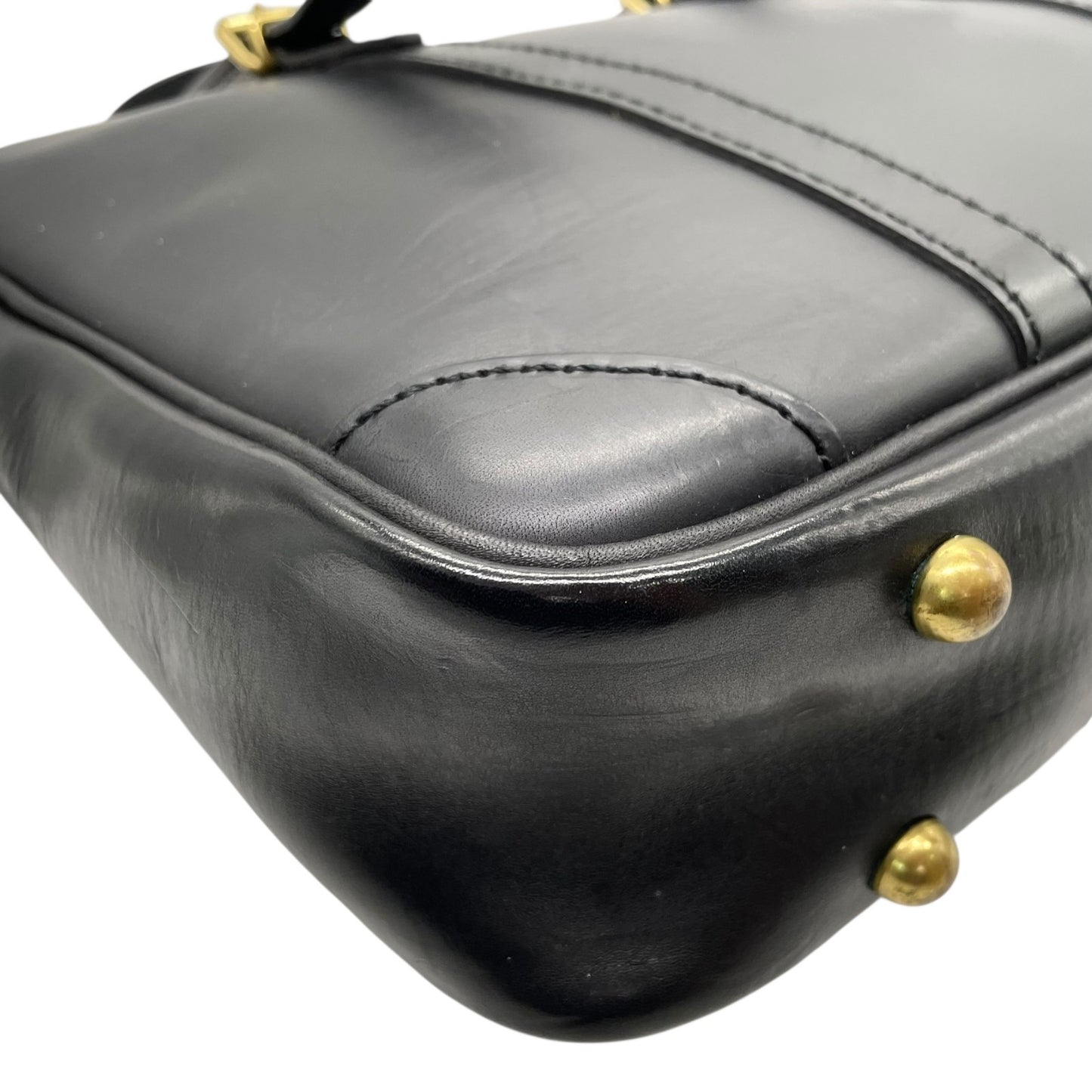 美品 Herz ヘルツ 二本手 ビジネスバッグ ブリーフケース 書類鞄 黒 ブラック レザー 日本製 ゴールド金具 A4対応 BW-57 メンズ レディース C