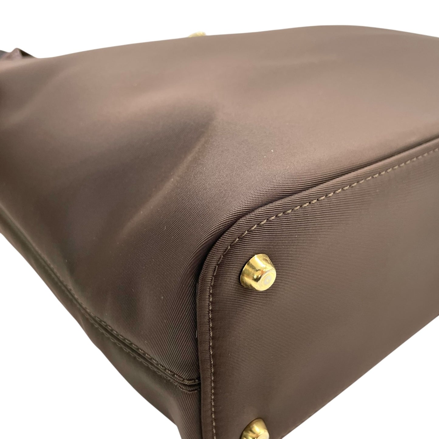 極美品 VERSACE ヴェルサーチェ トートバッグ メデューサ　ショルダーバッグ ナイロン パテントレザー 茶 ダークブラウン ゴールド金具 メデューサ 肩掛け可 レディース A