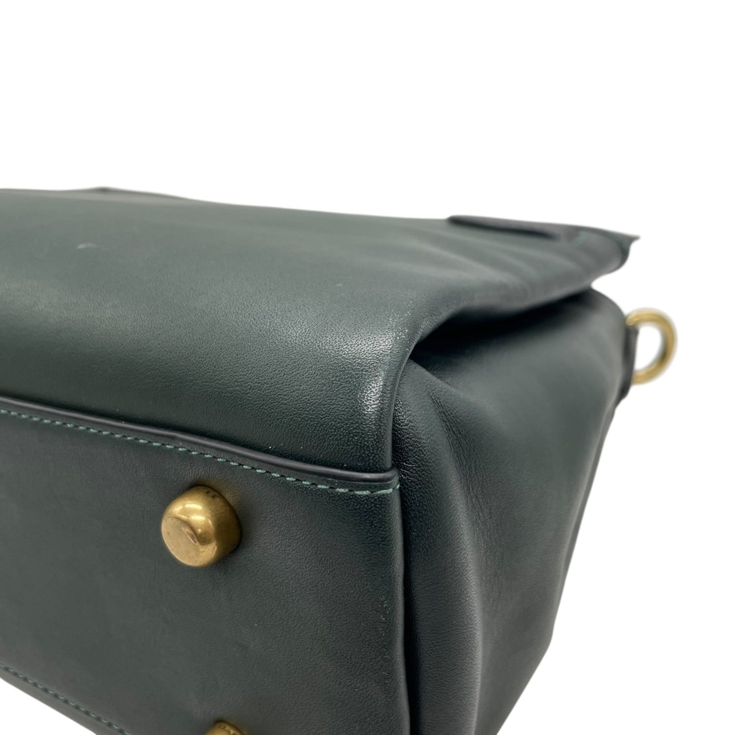 Authentic COACH Tate Carryall 2WAY Handbag Shoulder Bag Dark Green Black Leather Horse Logo