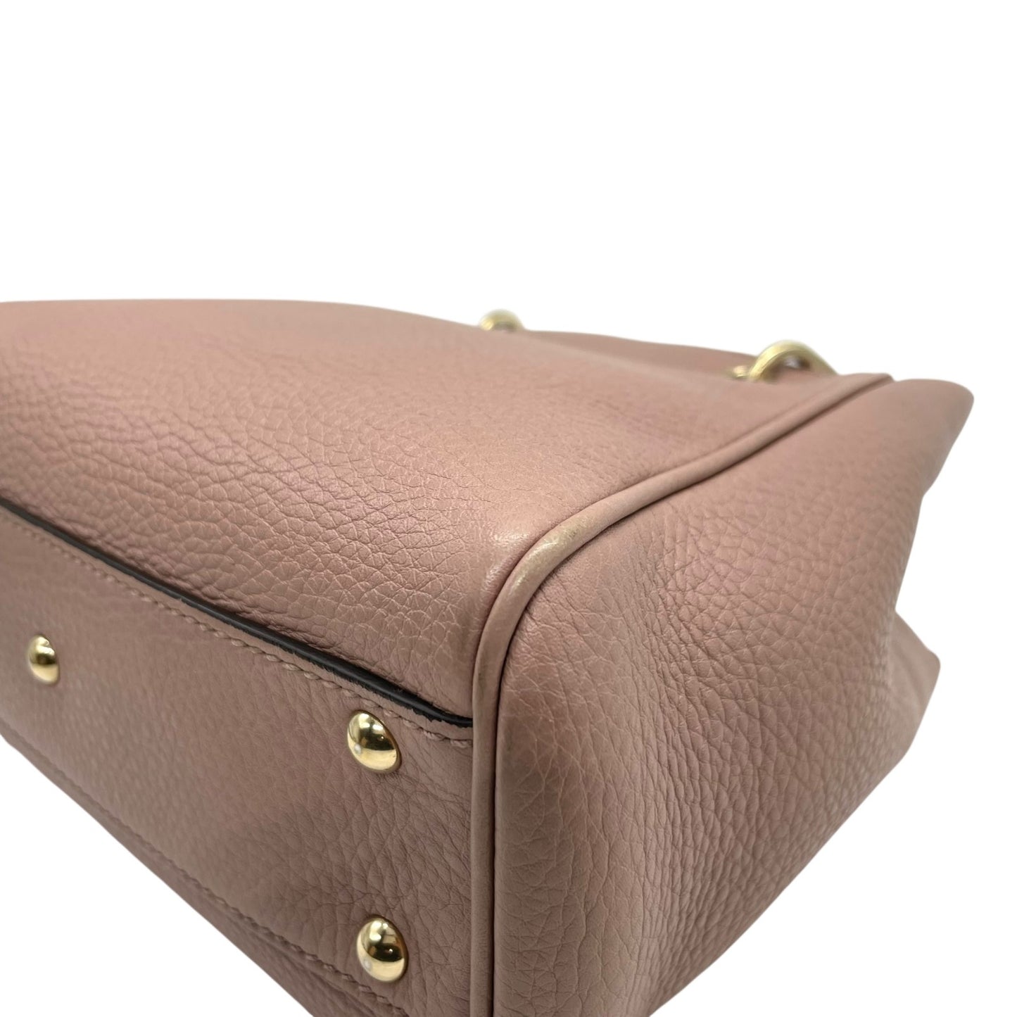 Authentic GUCCI Bamboo Mini Shopper 2WAY Pink Leather Gold Logo Shoulder Handbag