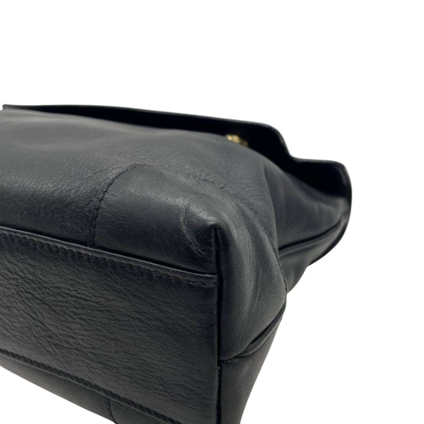 Authentic CELINE Black Leather Vintage Retro Handbag Gold Hardware Belt Design Old Celine Women Formal Bag