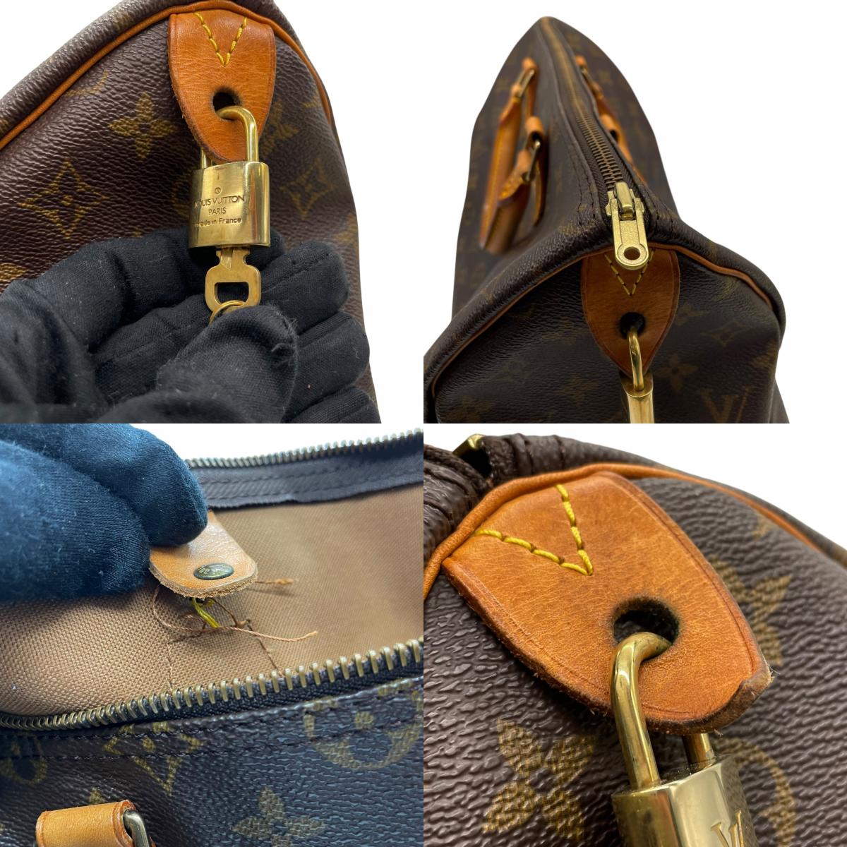 LOUIS VUITTON ルイヴィトン スピーディ35 2WAY ミニボストンバッグ モノグラム PVC レザー ブラウン ゴールド金具 M41107 レディース 斜め掛け パドロック付 E