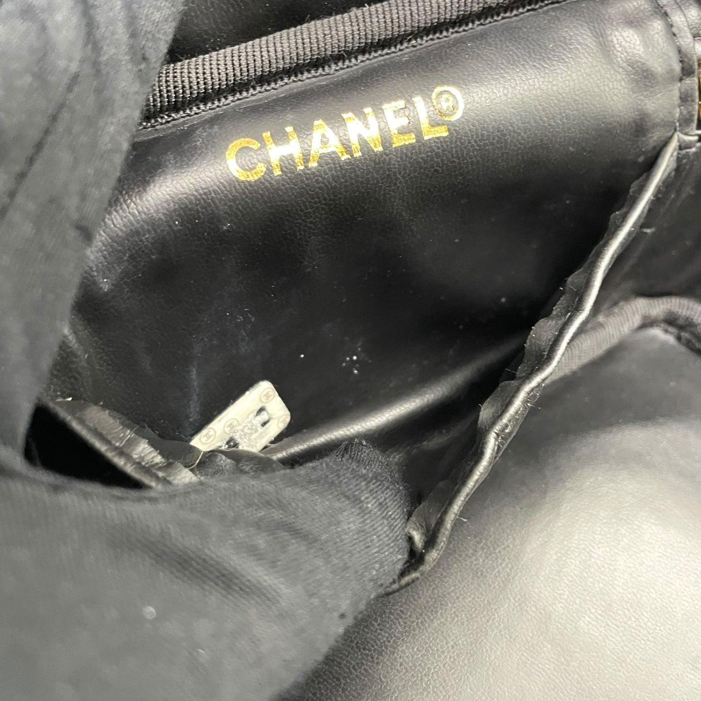 Authentic CHANEL Vanity Bag Handbag Black Bi-Color Leather Gold CC Logo Italy Women