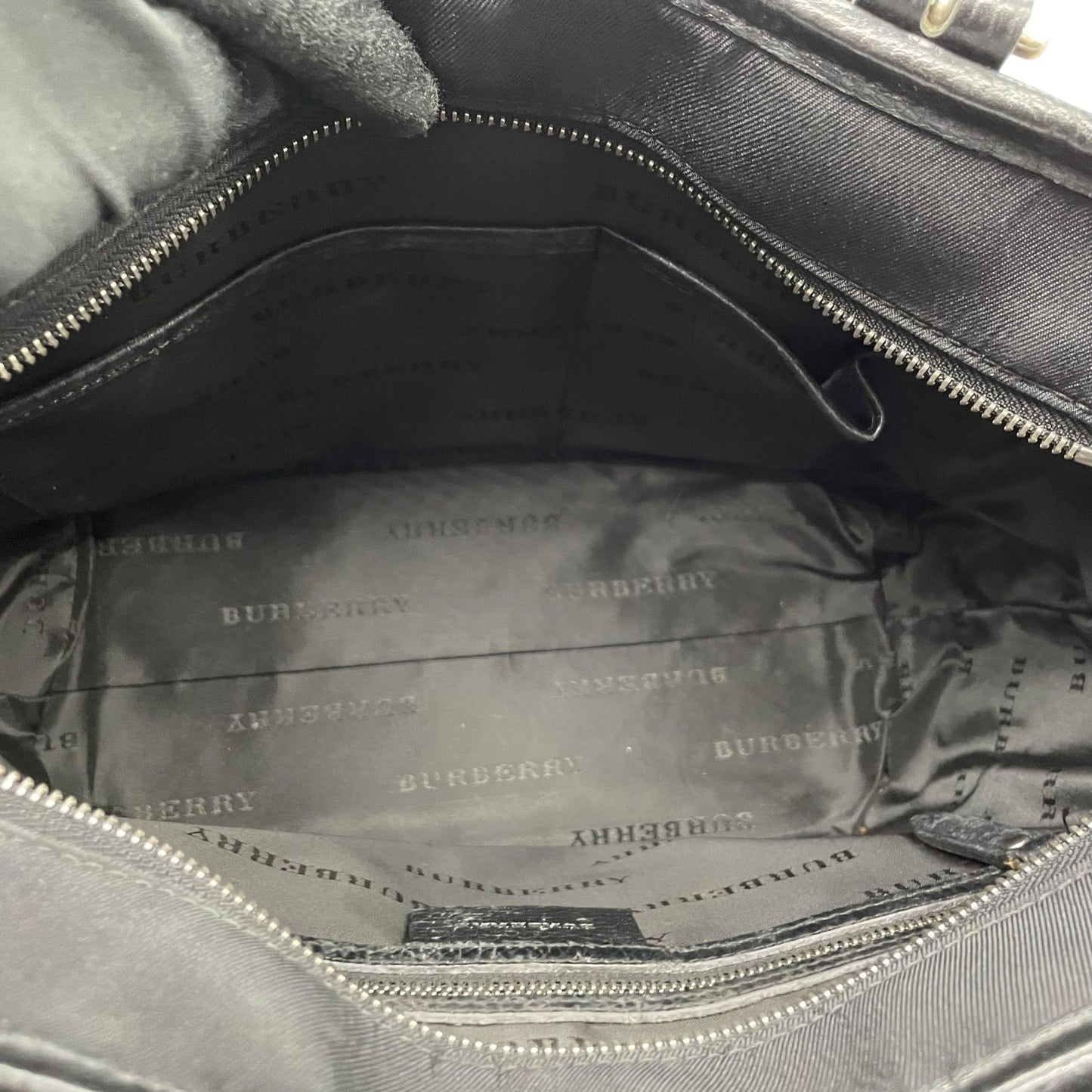 Authentic BURBERRY Check Nylon Leather Tote Bag Black A4 Size