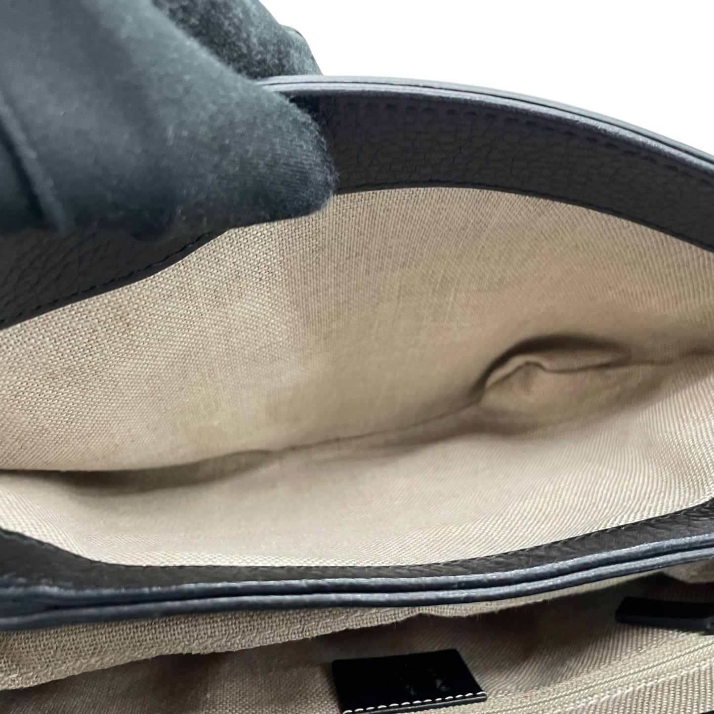 Authentic GUCCI Interlocking G 2Way Handbag Shoulder Bag Black Leather Gold