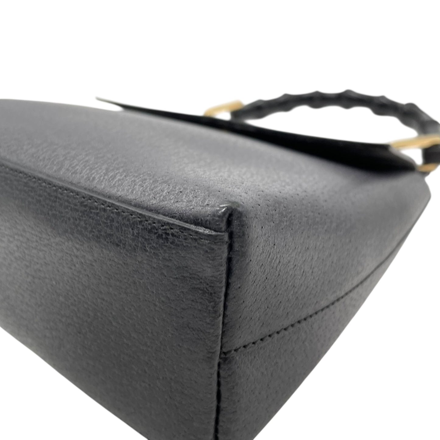 美品 GUCCI グッチ ハンドバッグ バンブー 黒×ネイビー 自立 ゴールド金具 ヴィンテージ オールド金具 フォーマルバッグ D2