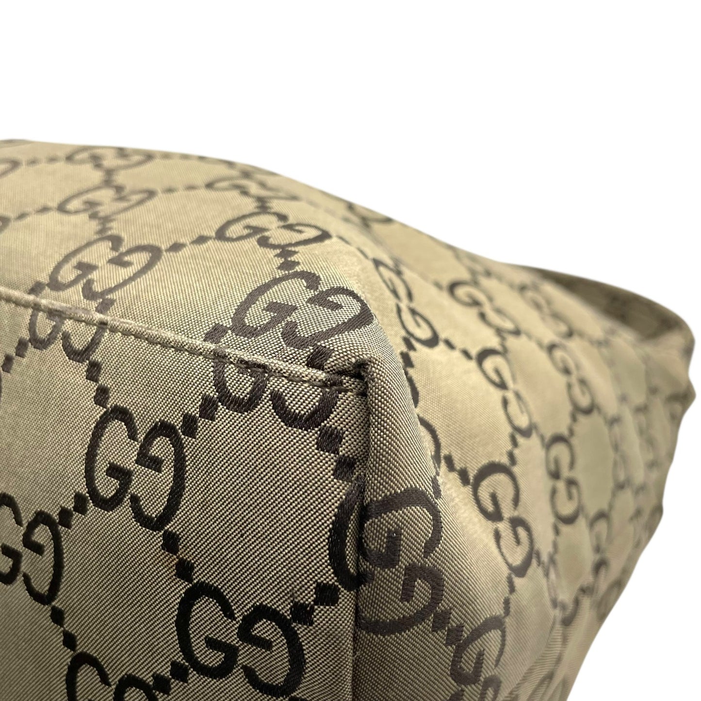 美品 GUCCI グッチ GGキャンバス ワンショルダーバッグ ハンドバッグ カーキ ブラウン キャンバス レザー シルバー金具 GG柄 ダブルポケット レディース K6