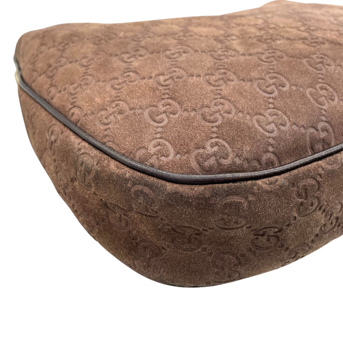 希少 GUCCI グッチ ワンショルダー ショルダーバッグ GG柄 スエード×レザー ブラウン 茶色 エンボス Y2K 153010 肩掛け B3