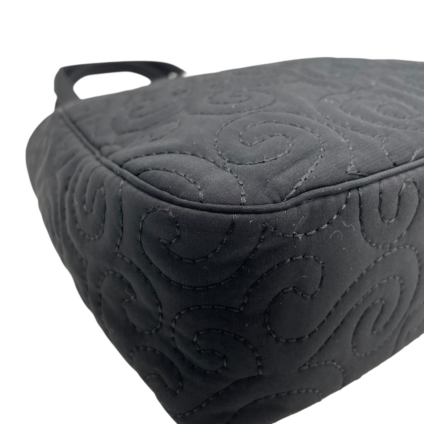 美品 希少 サンローラン Yves Saint Laurent ハンドバッグ ブラック 黒 ゴールド金具 金金具 キルティング調 スワール柄 高級 上品 レディース ヴィンテージ C4