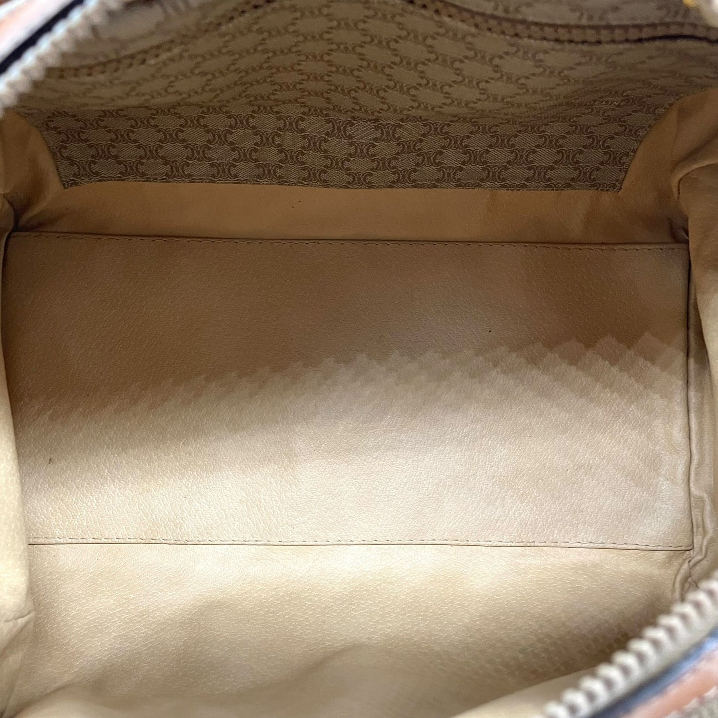 美品 セリーヌ CELINE マカダム柄 ボストンバッグ ハンドバッグ ブラウン 茶色 ベージュ トリオンフロゴ PVC×レザー ヴィンテージ 大容量 バッグ B