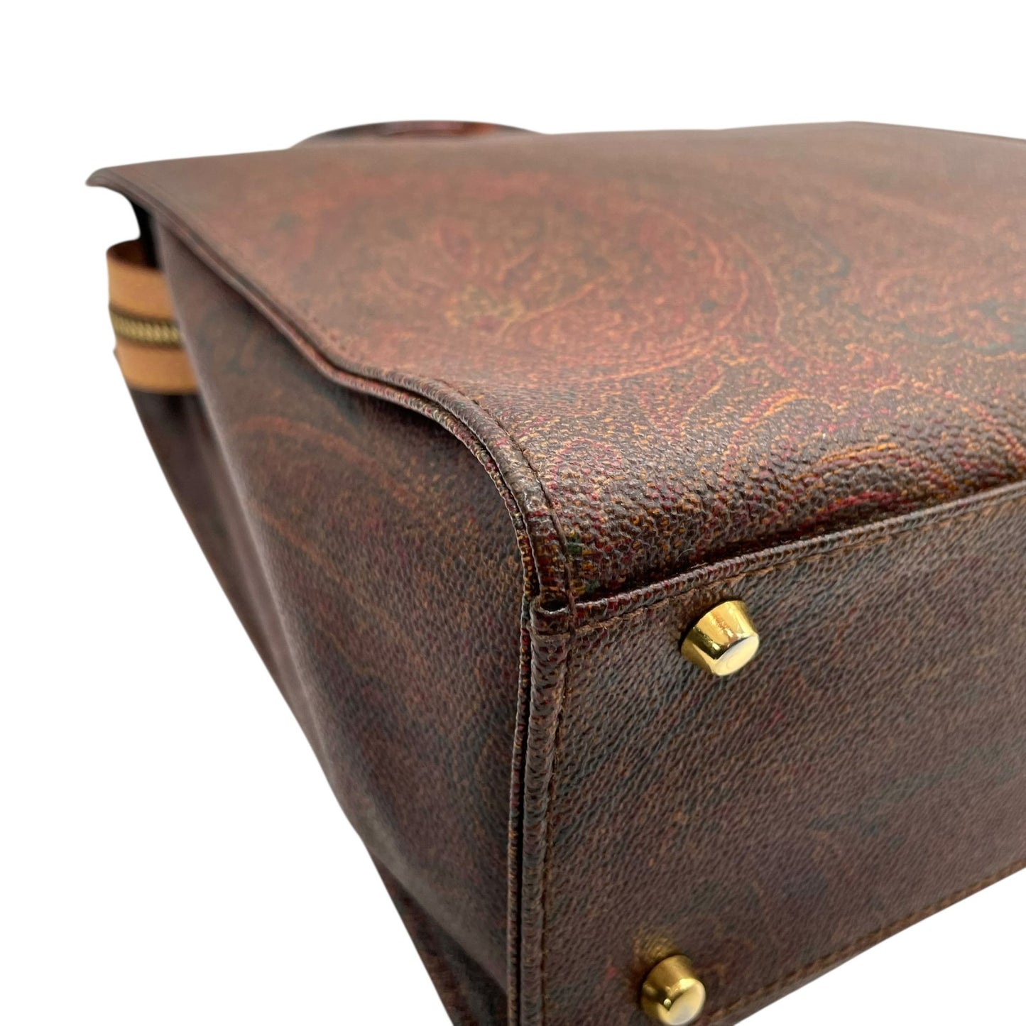美品 エトロ ETRO ペイズリー柄 トートバッグ ハンドバッグ 2WAY ブラウン 茶色 ショルダー レザー ストラップ付き ヴィンテージ 高級 バッグ A