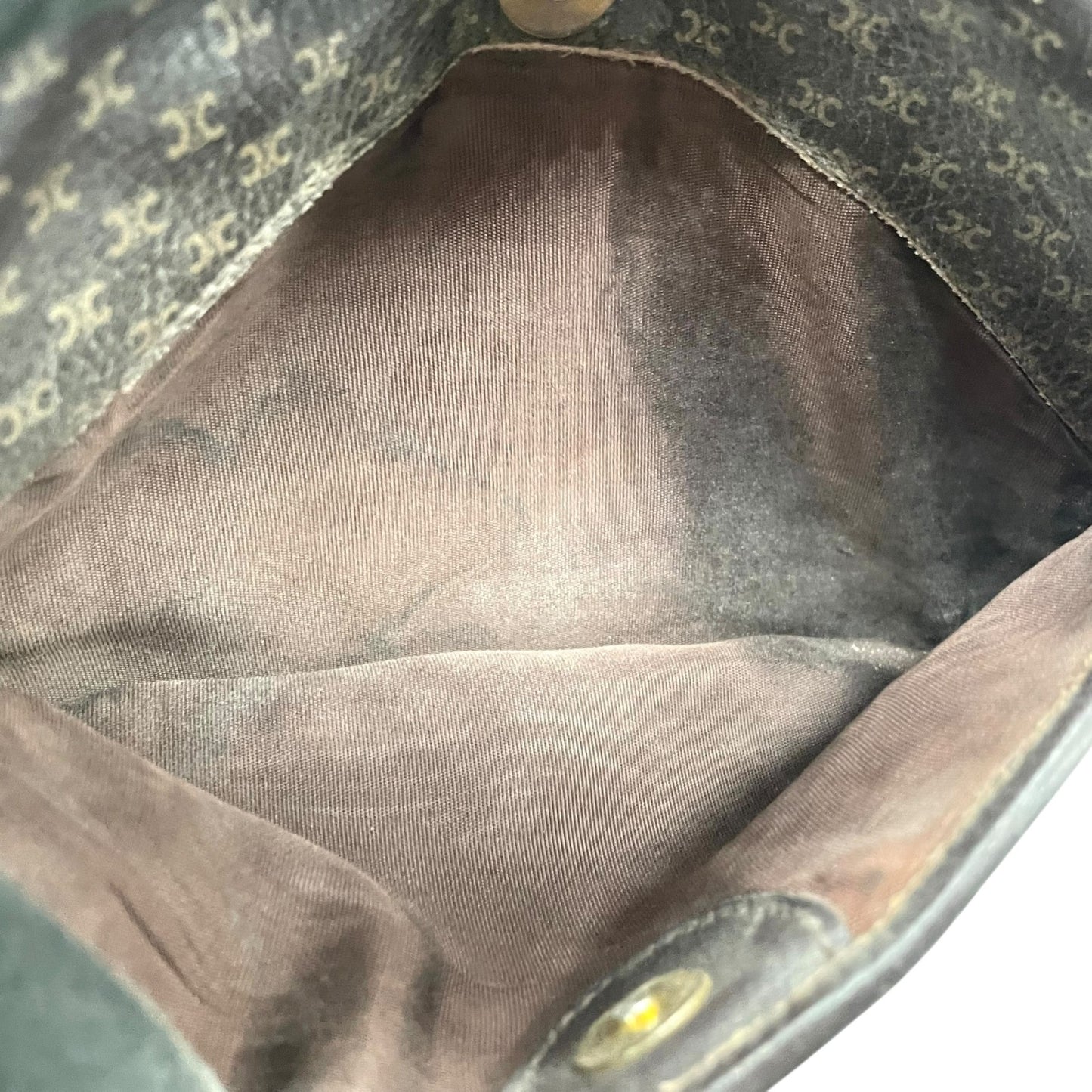 CELINE オールドセリーヌ マカダム柄 トリオンフ ショルダーバッグ 茶 ブラウン レザー ゴールド金具 斜め掛け可 ミニバッグ ポシェット レディース ヴィンテージ B1