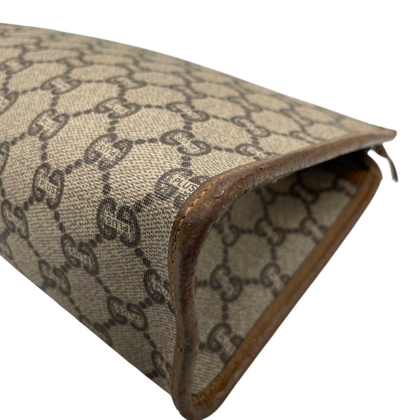 GUCCI グッチ GGプラス グッチプラス クラッチバッグ セカンドバッグ グレー ベージュ PVC レザー ゴールド金具 オールドグッチ ヴィンテージ メンズ レディース K11