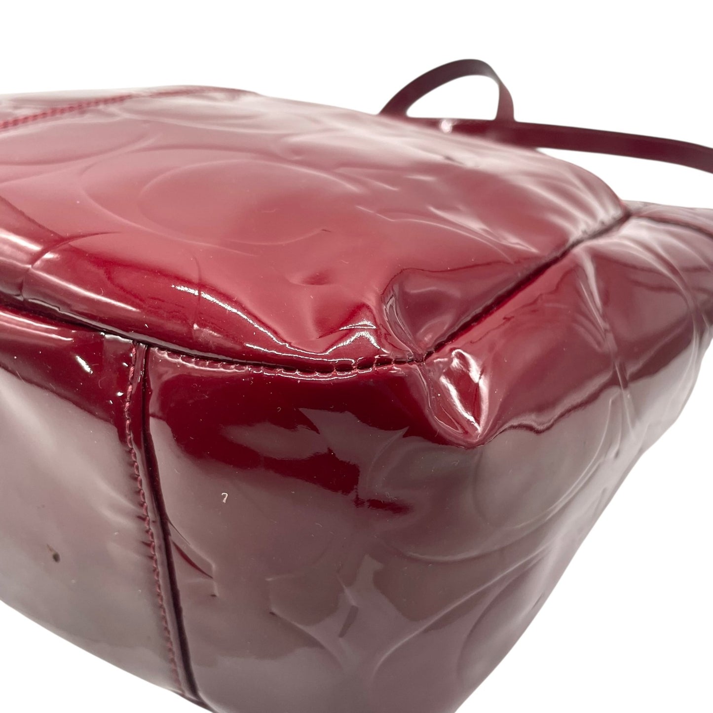 コーチ COACH トートバッグ シグネチャー エナメル レザー ボルドー ワインレッド 赤 レディース 肩掛け可能 S84