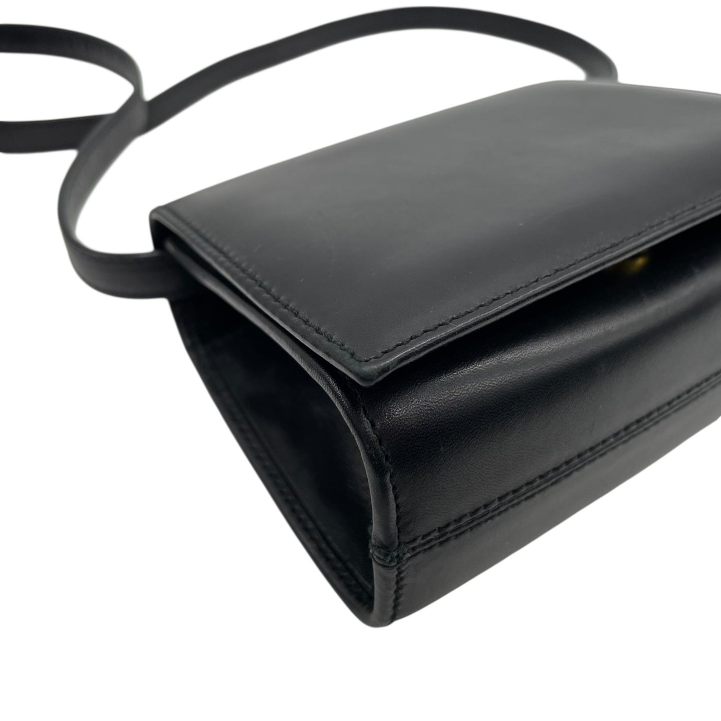 美品 Salvatore Ferragamo フェラガモ ショルダーバッグ ミニバッグ ヴァラリボン 黒 ブラック ゴールド金具 レザー アクセサリーポーチ マイクロミニ レディース R