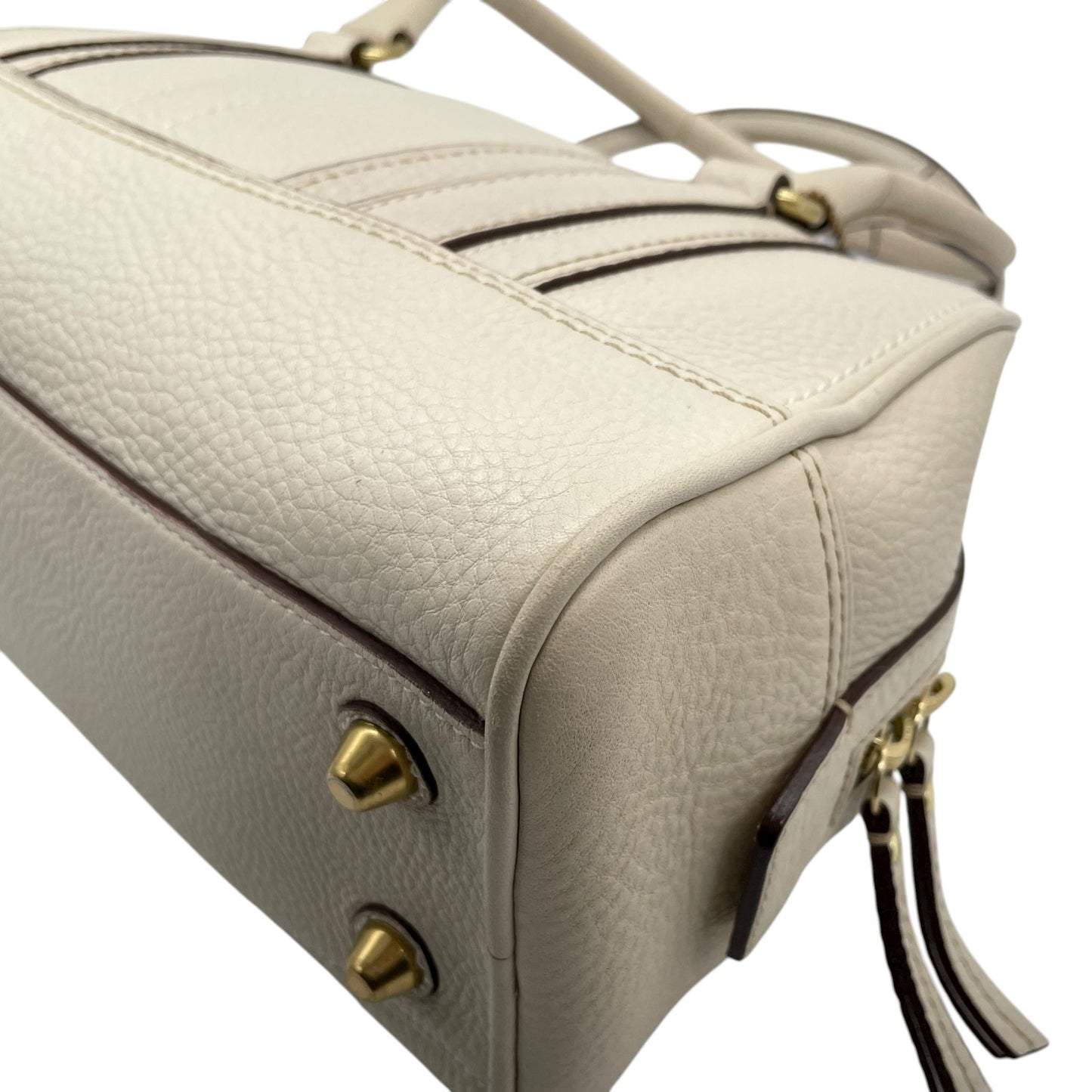 コーチ COACH ハンドバッグ レザー 白 ホワイト系 チャーム タグ付き フリンジ レディース T3