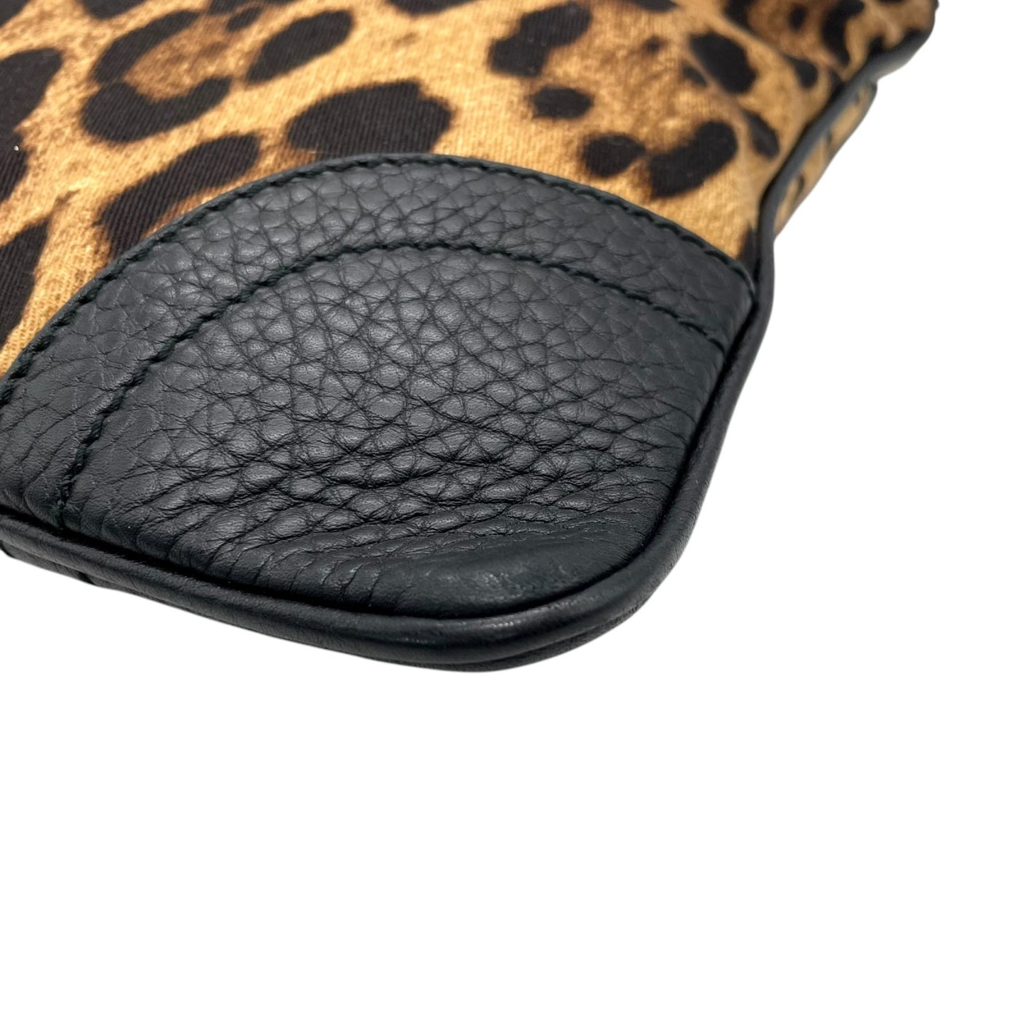 ドルチェ＆ガッバーナ Dolce & Gabbana ドルガバ D&G レオパード アニマル ショルダーバッグ キャンバス 黒 ブラック レザー コンビ ヴィンテージ C6