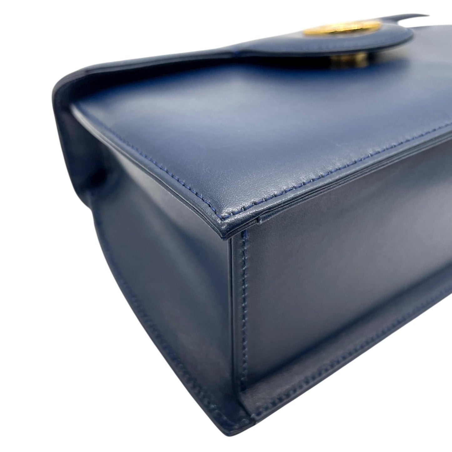 未使用級 美品 ジバンシィ ジバンシー GIVENCHY ハンドバッグ 2WAY ショルダー レザー 紺 ブルー ネイビー 金金具 ゴールド金具 ロゴ ヴィンテージ B4