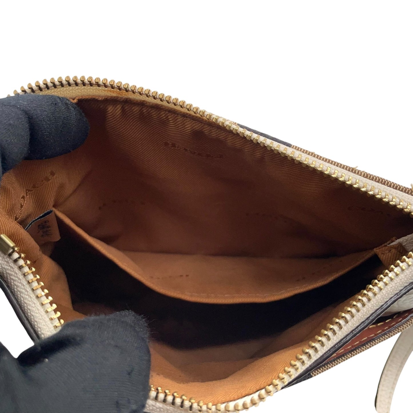 コーチ COACH ホースアンドキャリッジ ロゴ 馬車 キャンバス ショルダーバッグ ベージュ ネイビー レザー S50