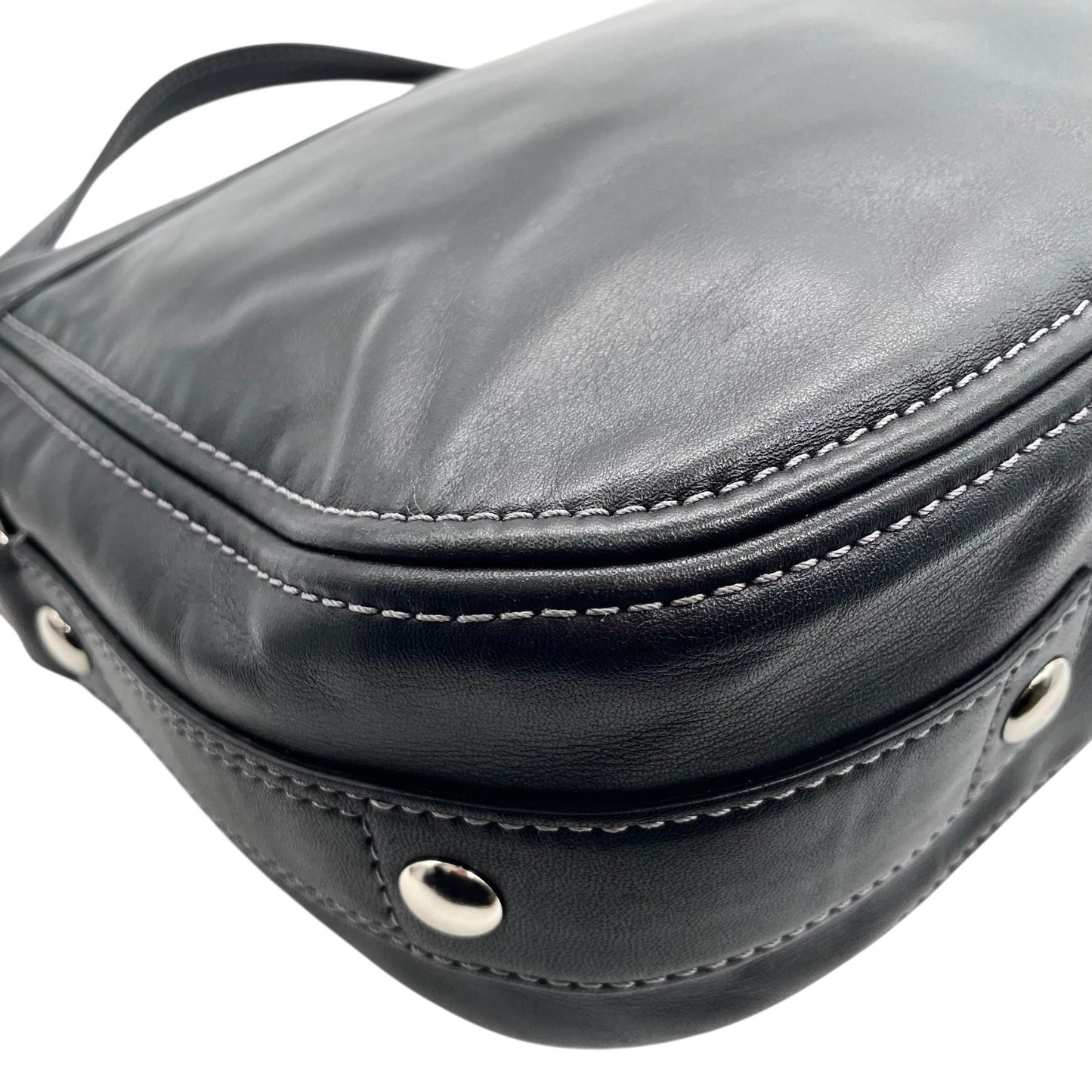 コーチ COACH レザー ショルダーバッグ ワンショルダー 黒 ブラック 2WAY グローブタンレザー シルバー金具 S50