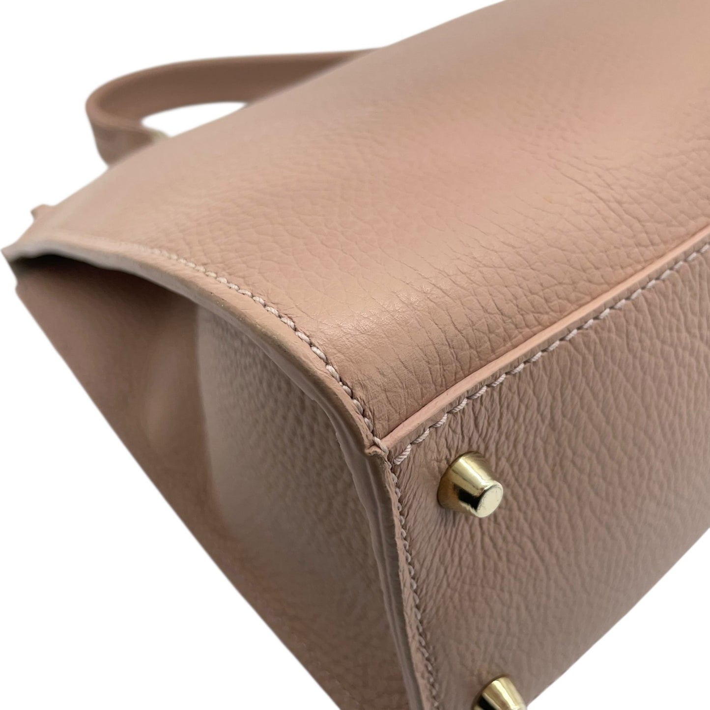 美品 フルラ FURLA メトロポリス トップハンドルバッグ ピンクベージュ レザー 金金具 ゴールド 2WAY ショルダー付き S56