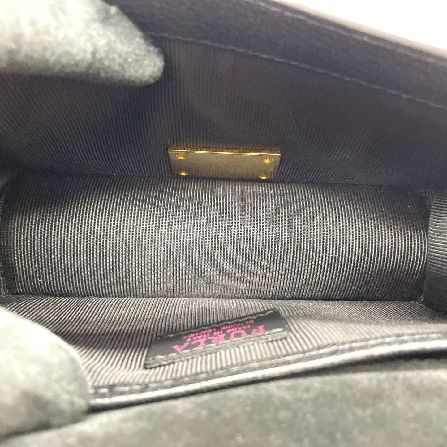 フルラ FURLA ハラコ レザー チェーンショルダーバッグ ゼブラ柄 アニマル柄 茶色 ブラン 金金具 ゴールド金具 ミニバッグ C14