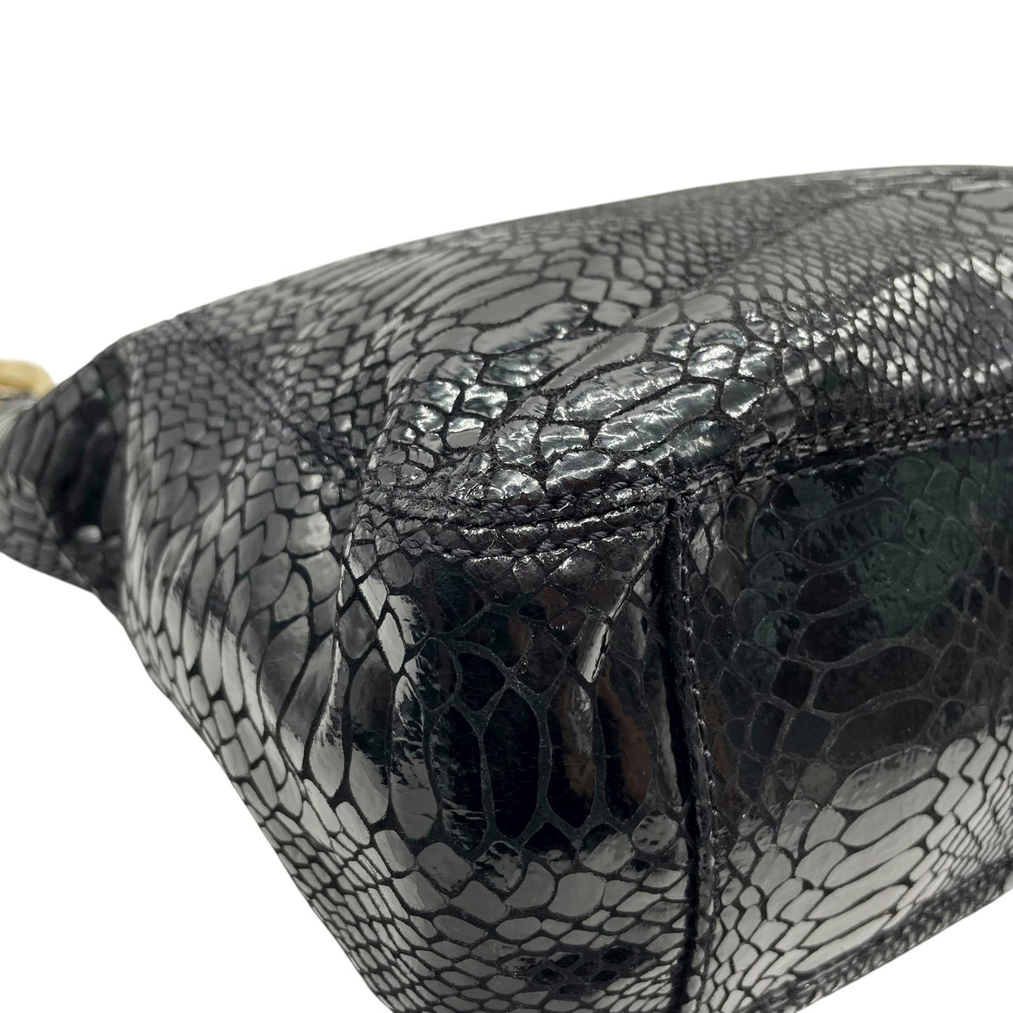 美品 マイケルコース MICHAEL KORS 型押し レザー トートバッグ ショルダー 肩掛け 黒 ブラック 金金具 ゴールド金具 C10