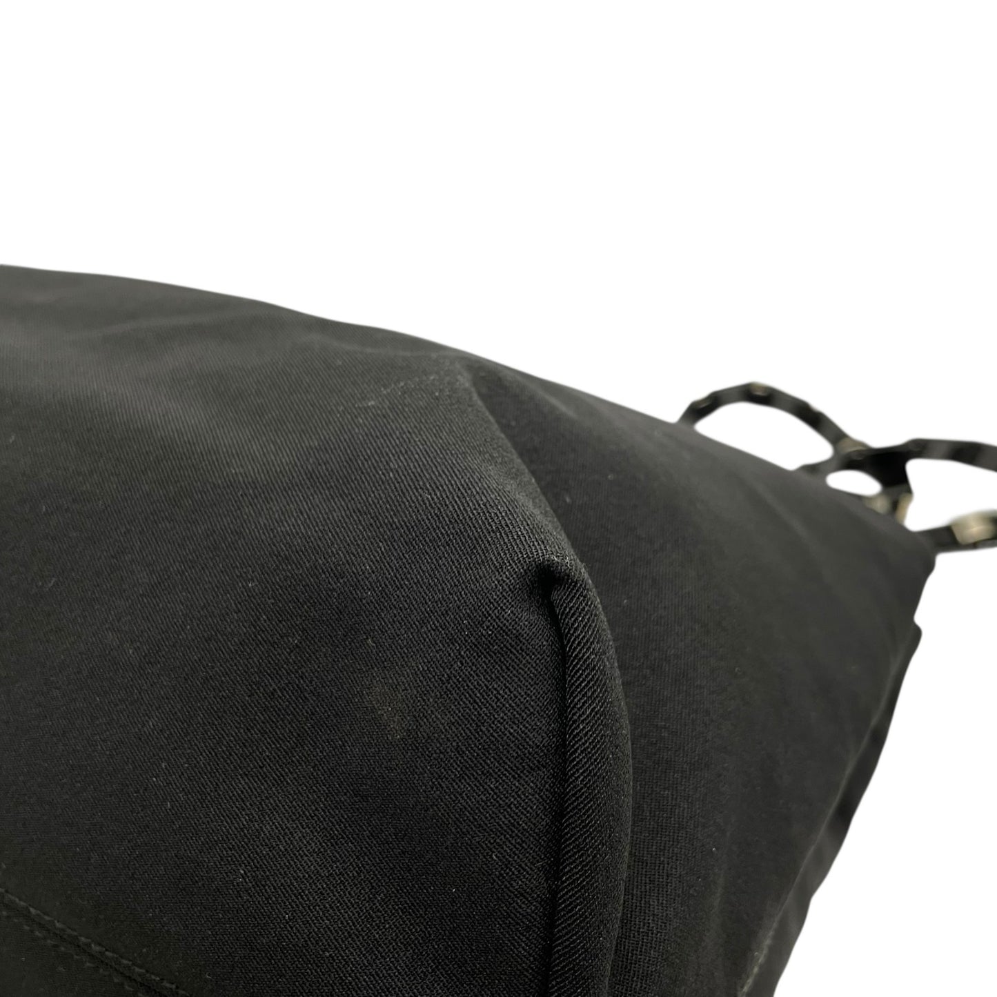 美品 サルヴァトーレ フェラガモ Salvatore Ferragamo ナイロン×レザー チェーントートバッグ 黒 ブラック シルバー金具 ロゴチャーム D4