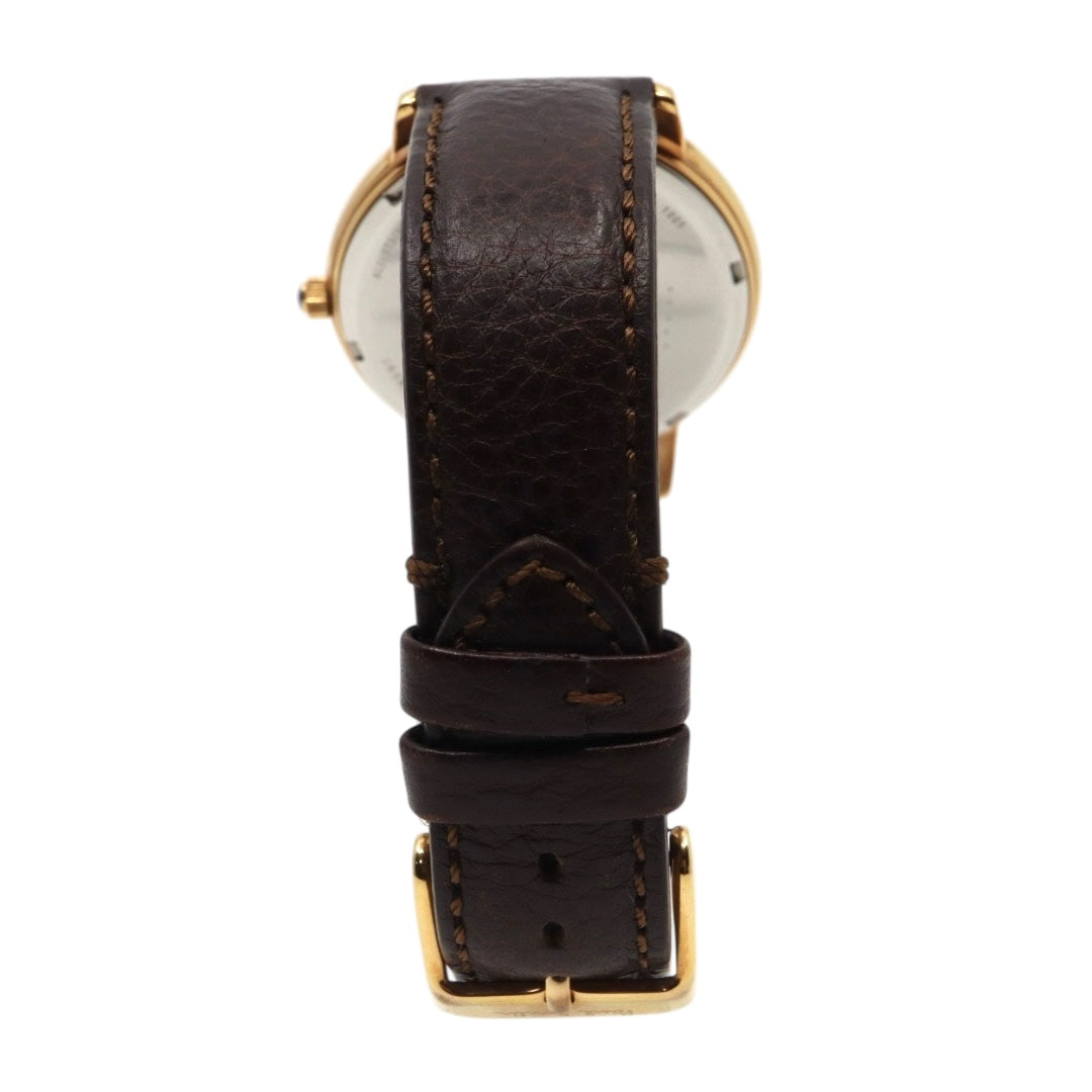 【美品】ポールスミス 腕時計 The City Slim 1005 メンズ クオーツ アナログ シルバーダイヤル ブラウンレザーベルト ゴールドケース シンプル クラシック ビジネス ドレスウォッチ エレガント 薄型 クリーニング済み G2