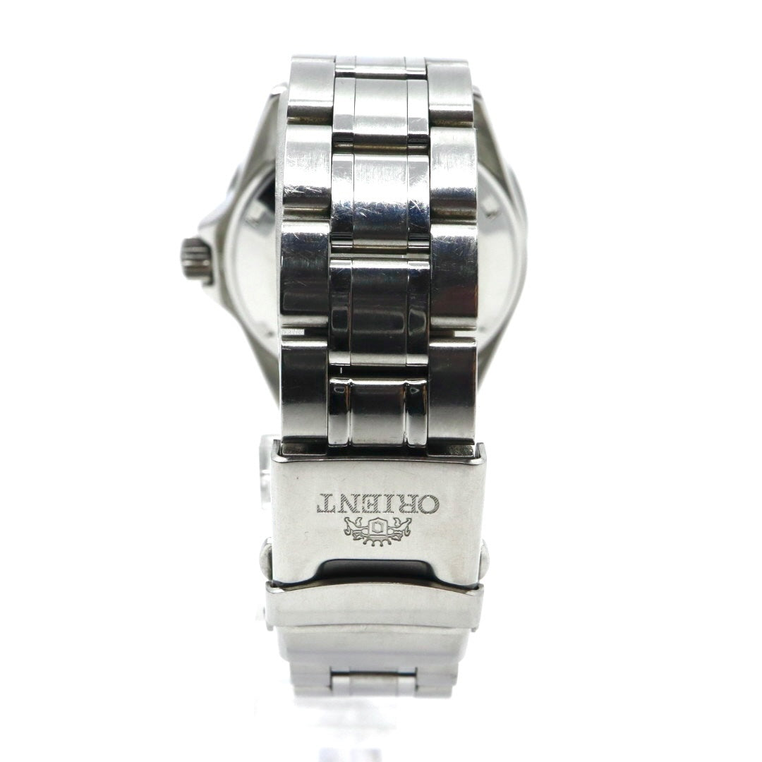 【美品】 orient オリエント キングマスター 腕時計 ER14-C2 自動巻き 21石 ダイバーズデザイン 10気圧防水 メンズ アナログ ホワイトダイヤル シルバー 回転ベゼル スポーツウォッチ ステンレス G2