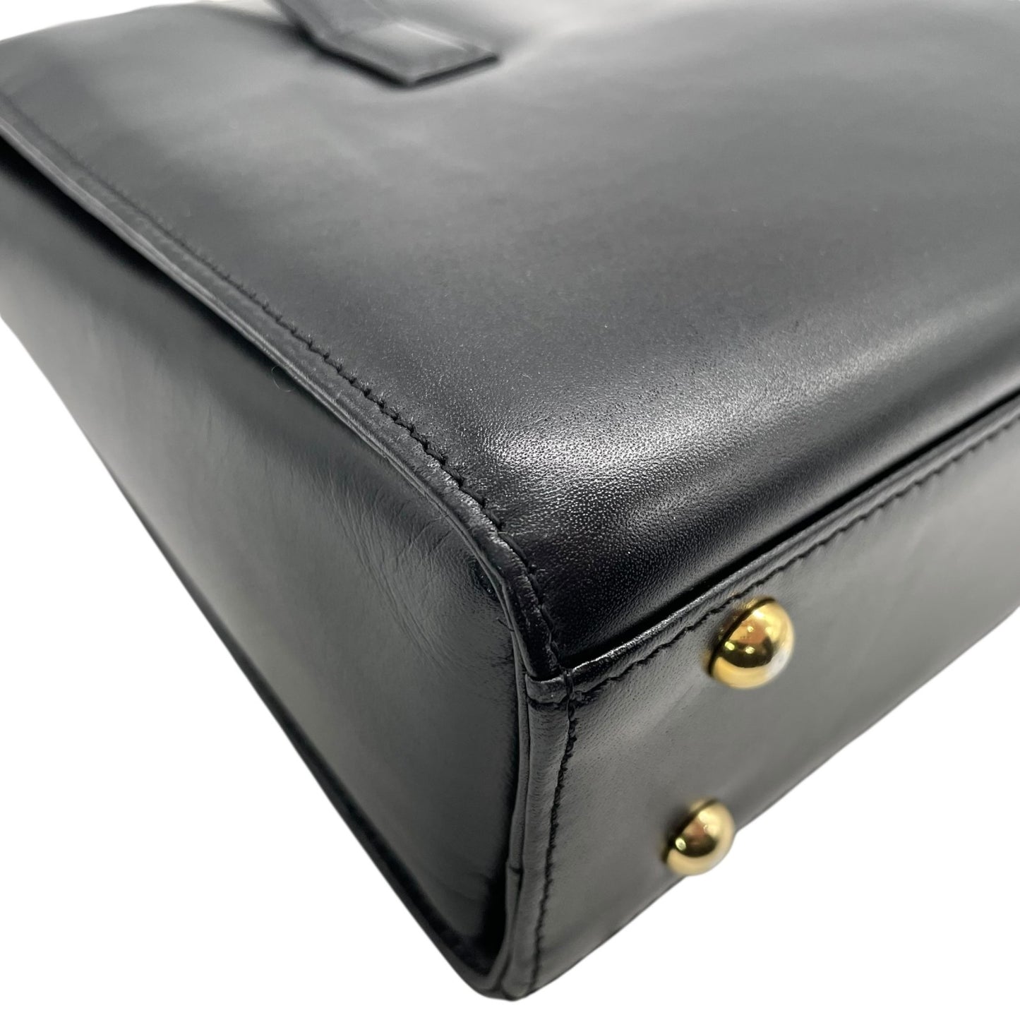 美品 ジバンシィ GIVENCHY ジバンシー レザー ハンドバッグ トートバッグ 黒 ブラック ロゴボタン フラップ フォーマルバッグ C1