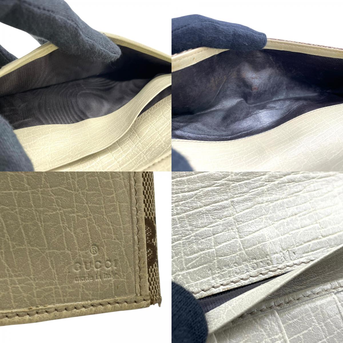 グッチ GUCCI 長財布 GGキャンバス レザー ホースビット ブラウン アイボリー オレンジ GG柄 ゴールド金具 メンズ レディース M1