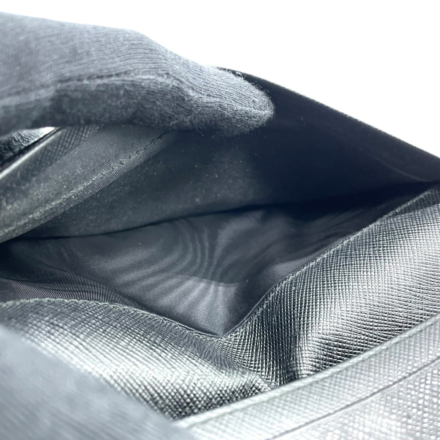 プラダ PRADA 長財布 ネイビー 紺 サフィアーノレザー シルバー金具 ロゴ 2MV836 メンズ M1