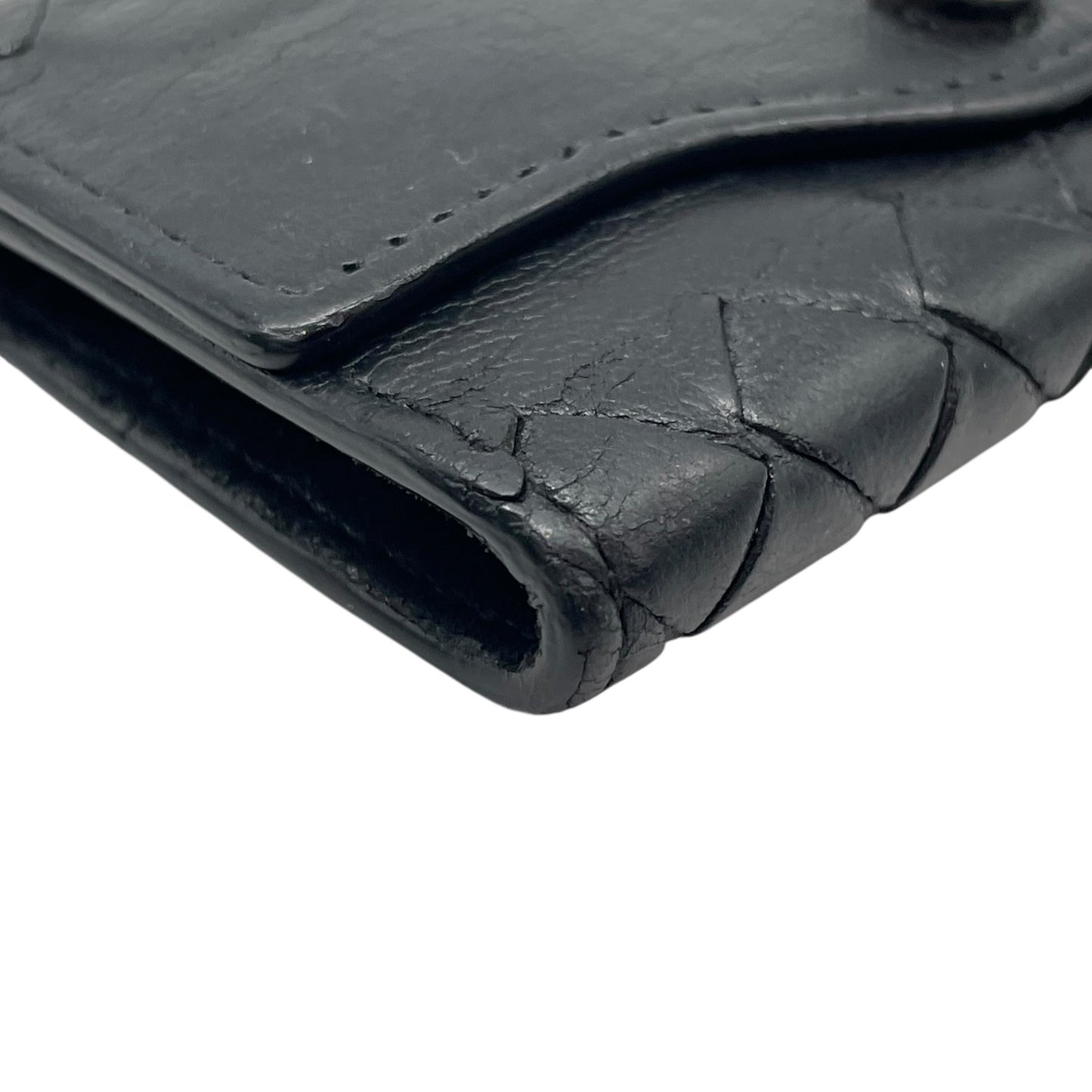 ボッテガヴェネタ BOTTEGA VENETA 三つ折り 5連 キーケース イントレチャート 黒 ブラック レザー ゴールド金具 メンズ レディース M5