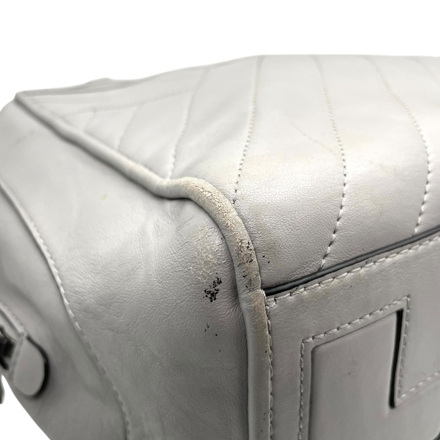 トリーバーチ TORY BURCH 2WAY ハンドバッグ ショルダーバッグ グレー レザー ブラック金具 スクエア型 ロゴ 斜め掛け可 ファスナー開閉 レディース U11