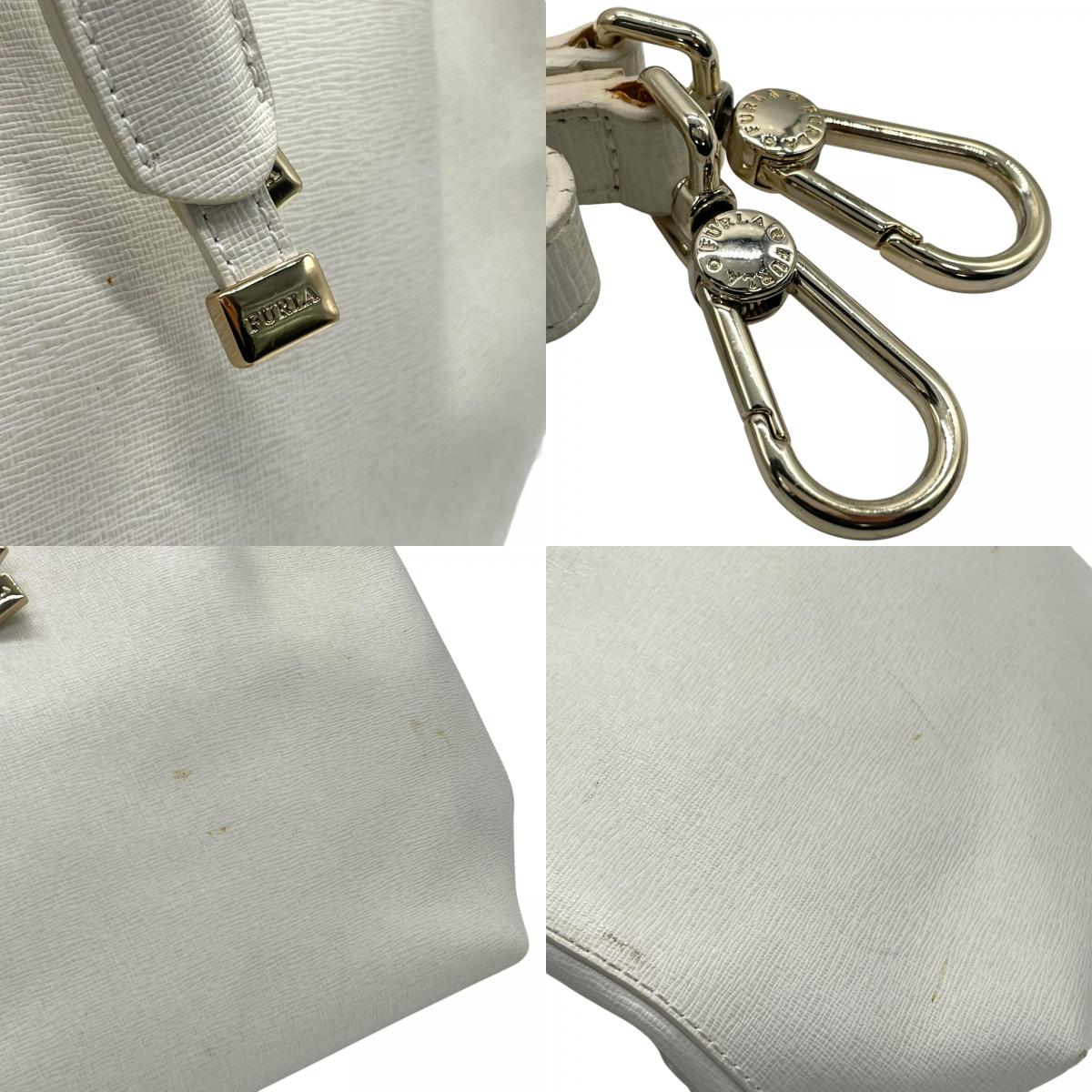 フルラ FURLA 2WAY ハンドバッグ ショルダーバッグ ホワイト 白 レザー 巾着型 ゴールド金具 手提げ 斜め掛け可 レディース T1