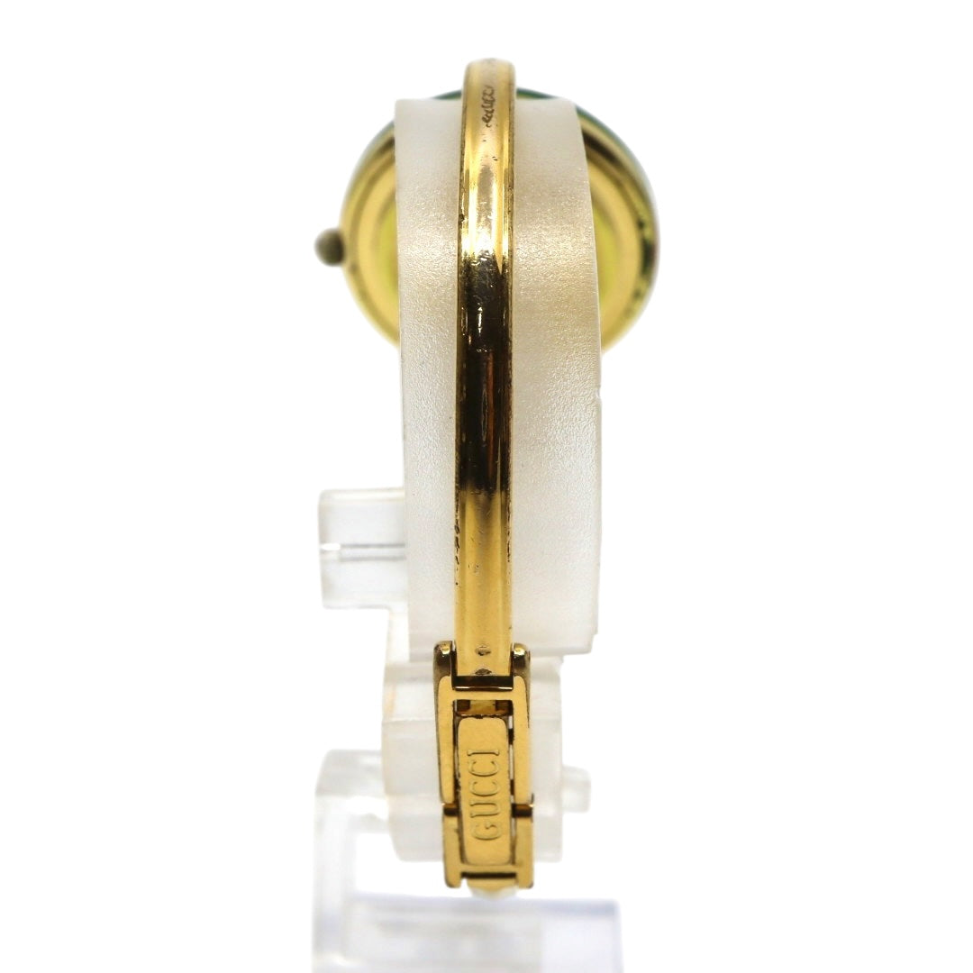 【美品/電池交換済】グッチ GUCCI チェンジベゼル 11/12 腕時計 レディース クオーツ バングルウォッチ ゴールド ヴィンテージ アンティーク シェリーラインベゼル クラシック エレガント アイコン 人気モデル クリーニング済み G3