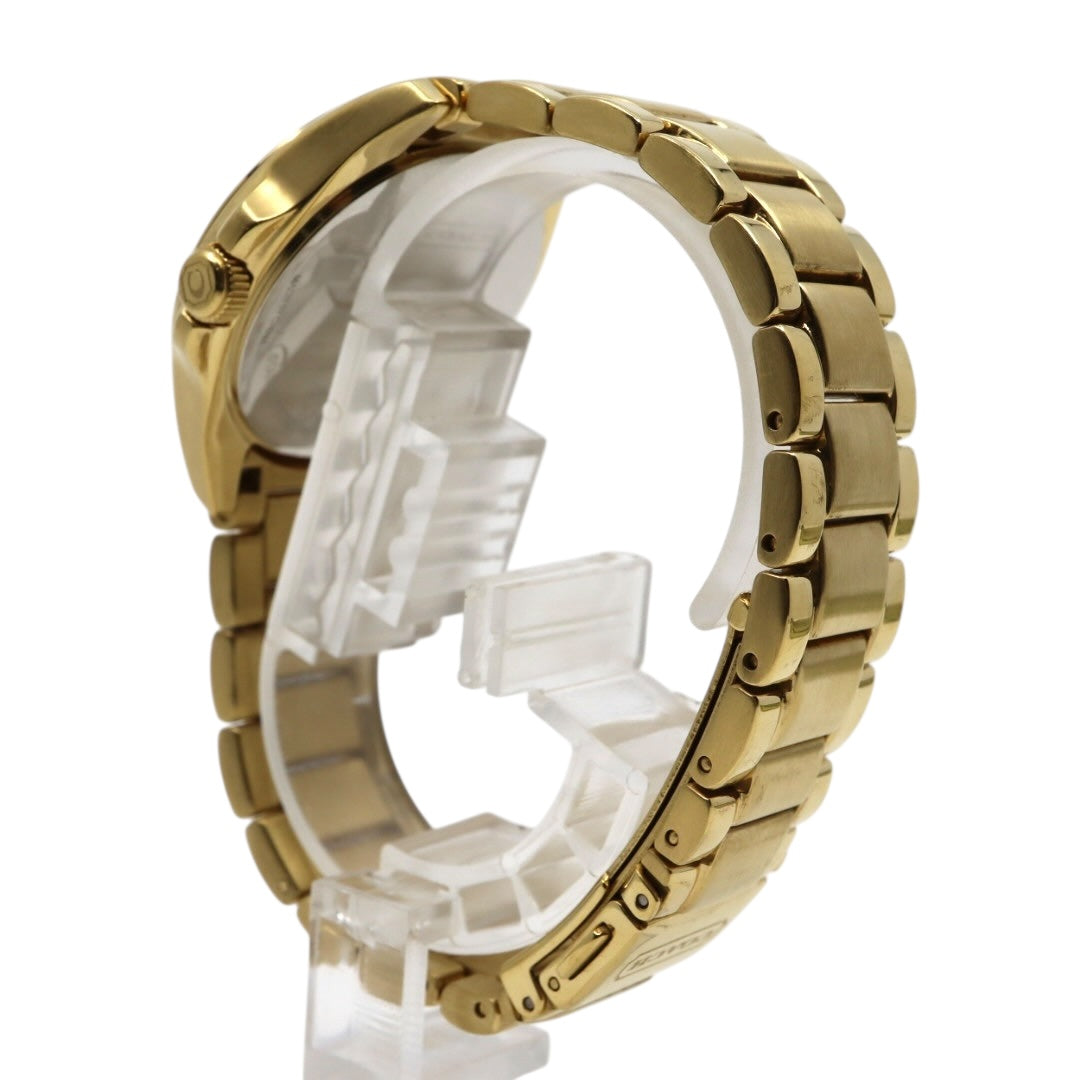 美品 電池交換済 クリーニング済 コーチ COACH 腕時計 CA-67.7.34.0690 レディースウォッチ クォーツ ゴールド ステンレススチール シルバー文字盤 シグネチャー柄 アナログ エレガント クラシック ドレスウォッチ 稼働品 G3