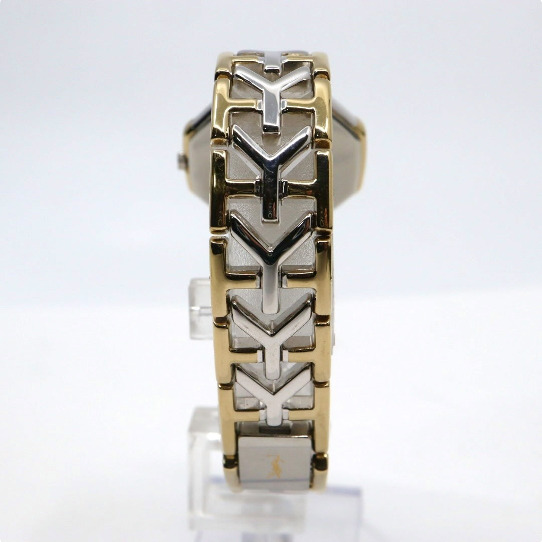【新品同様/電池交換済】イヴサンローラン YSL 腕時計 4620-E62143 レディース クオーツ アナログ オクタゴン 八角形 ゴールド文字盤 コンビブレス ヴィンテージ クラシック エレガント ドレスウォッチ クリーニング済 G2