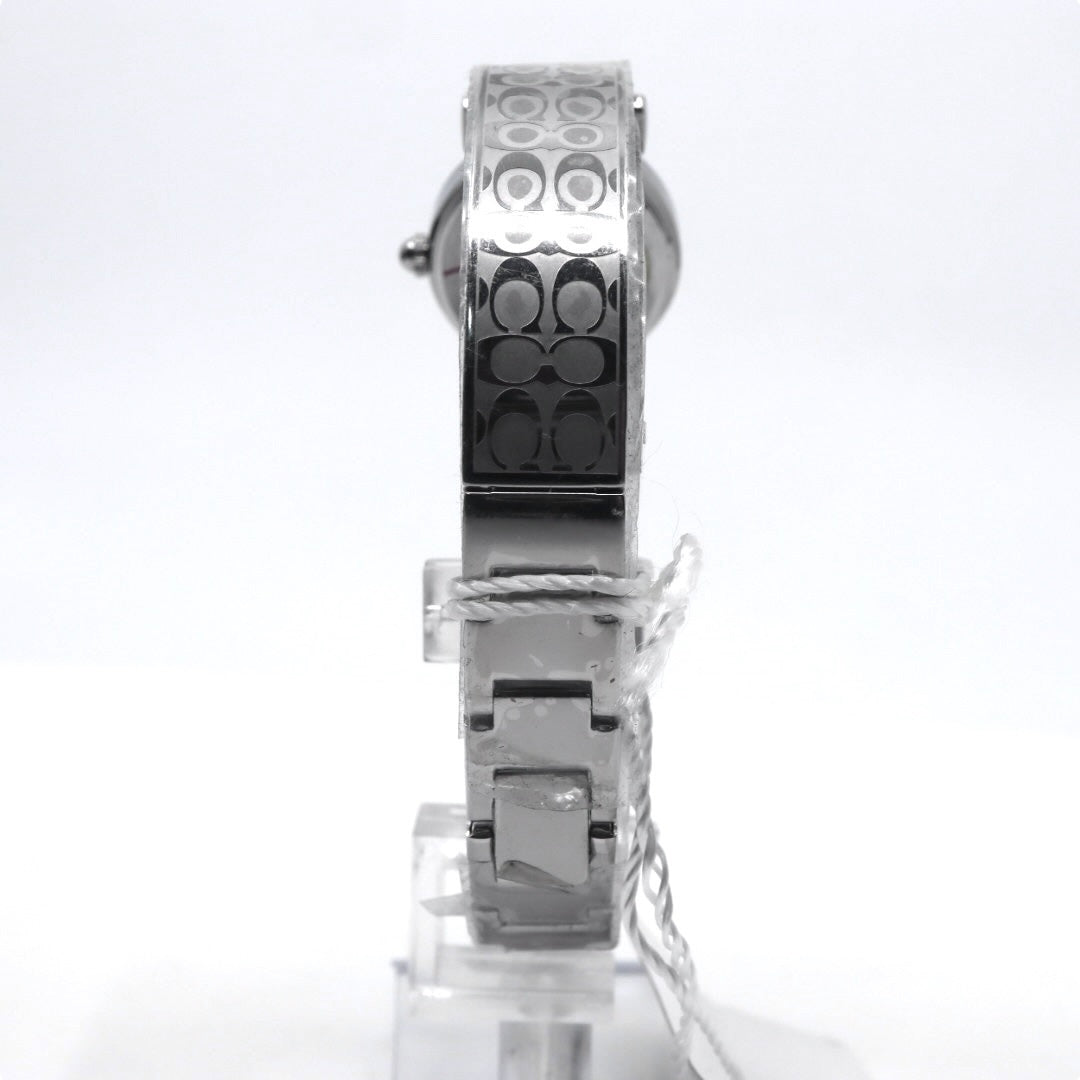 【ほぼ新品／電池交換済】コーチ COACH 腕時計 CA.66.7.95.1489S レディース クオーツ アナログ ラウンド シルバー ラインストーンベゼル シグネチャーブレスレット エレガント フェミニン ドレスウォッチ クリーニング済 G